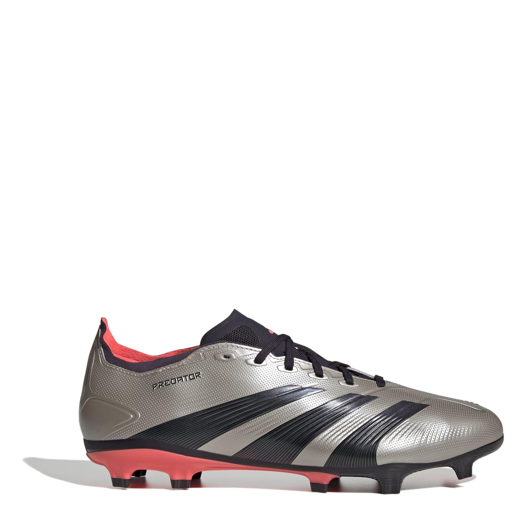 Adidas Men's Predator 24 League Firm Ground Boots - Silver/Black - 8.5 (42.7)