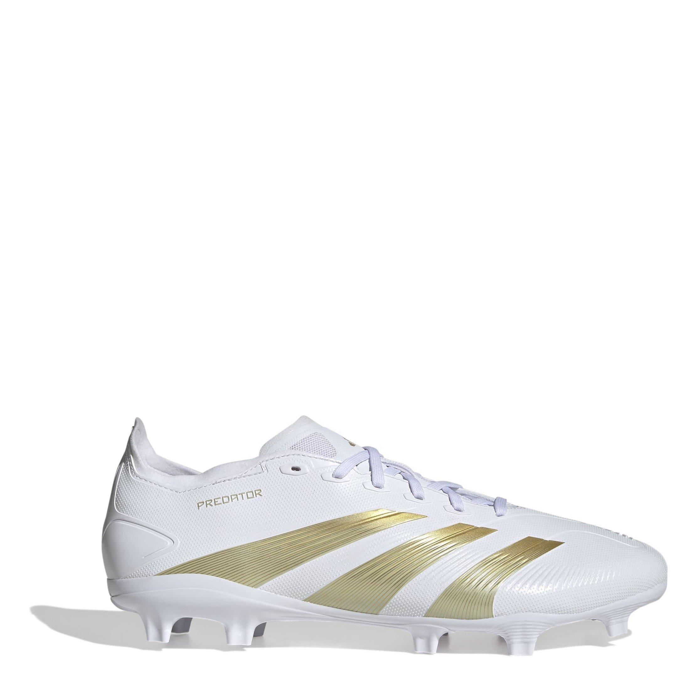 Adidas Men's Predator 24 League Firm Ground Boots - White/Gold/Bge - 8.5 (42.7)