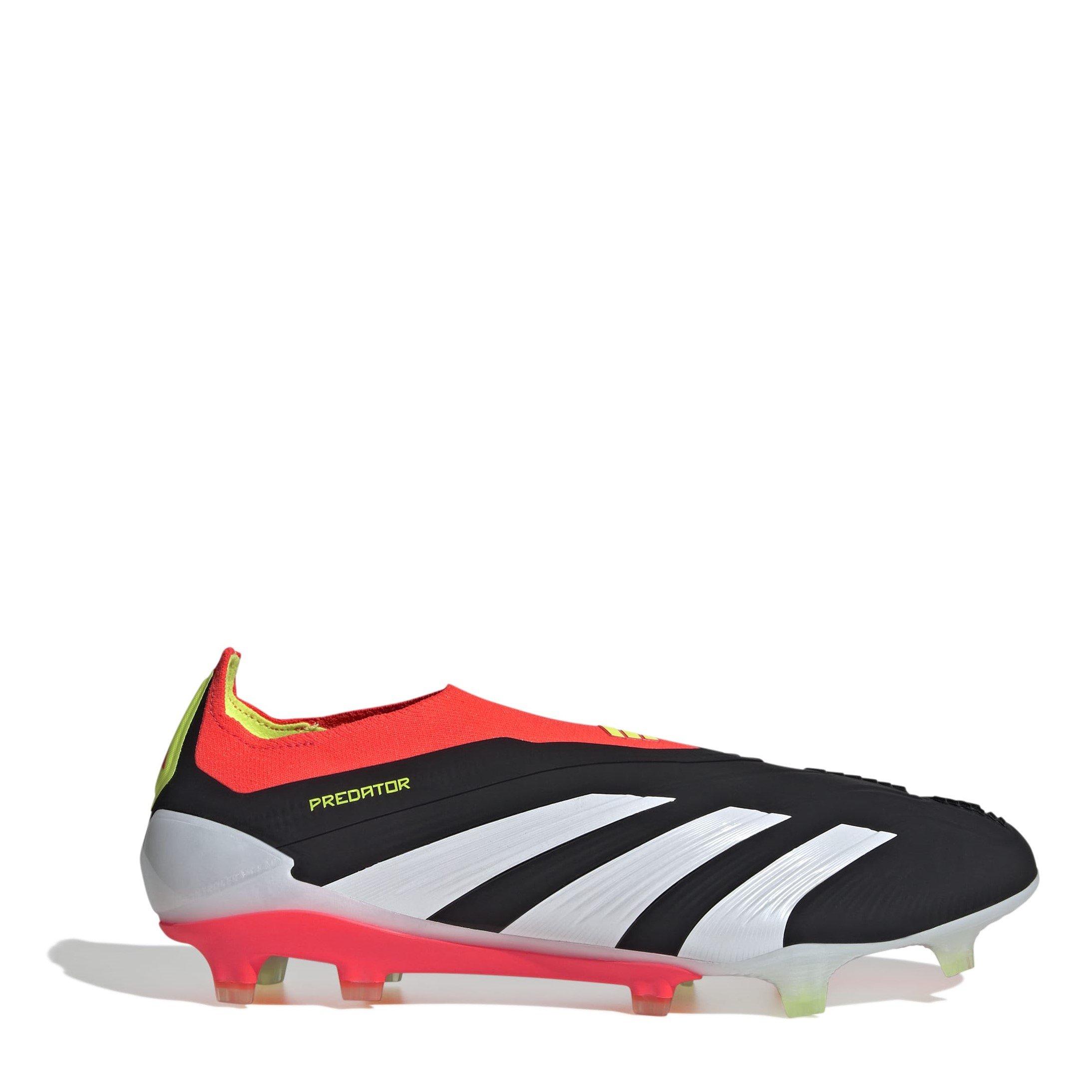Adidas Men's Predator 24 Elite Laceless Firm Ground Football Boots - Black/White/Red - 7 (40.7)