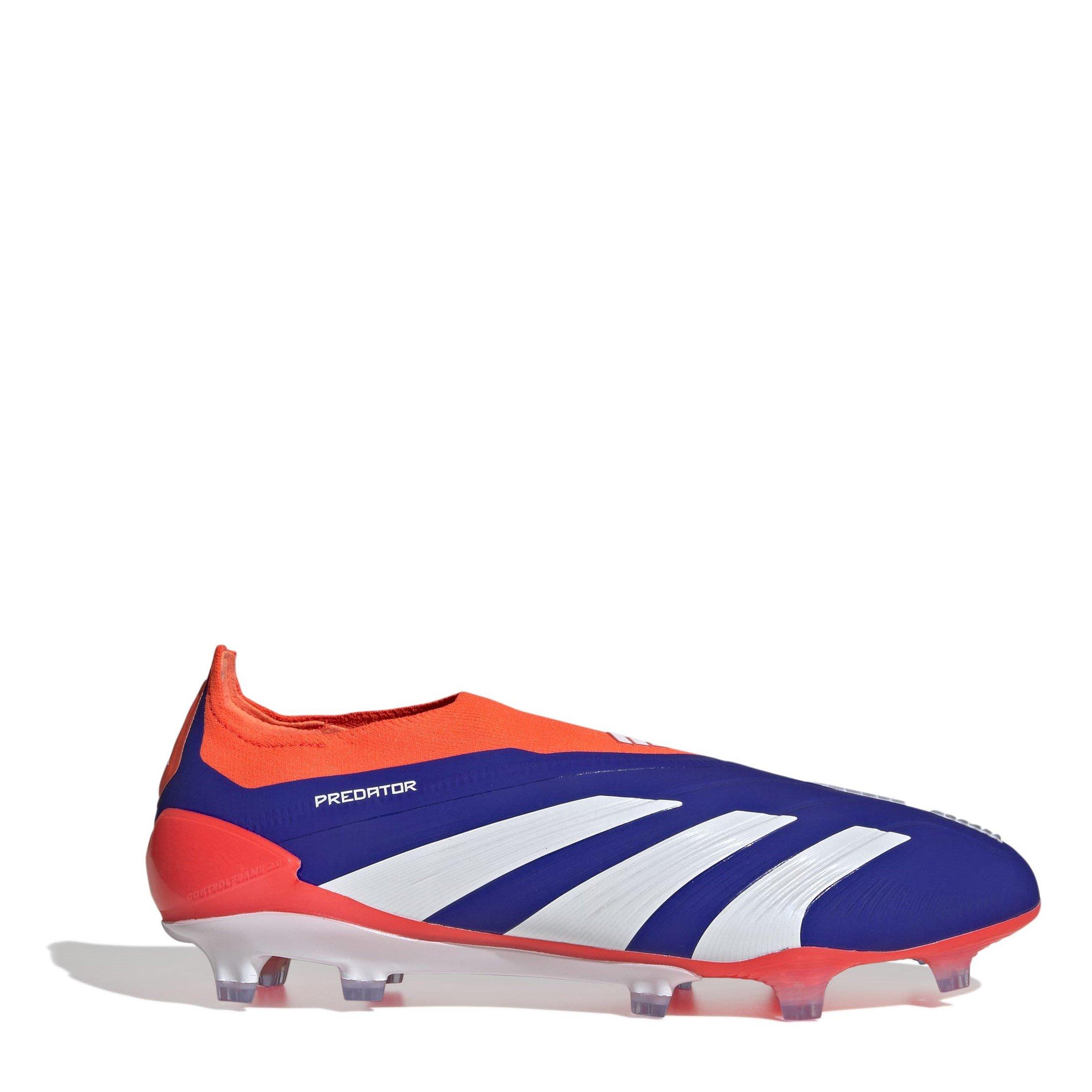 Adidas Men's Predator 24 Elite Laceless Firm Ground Football Boots - Blue/Wht/Red - 7.5 (41.3)