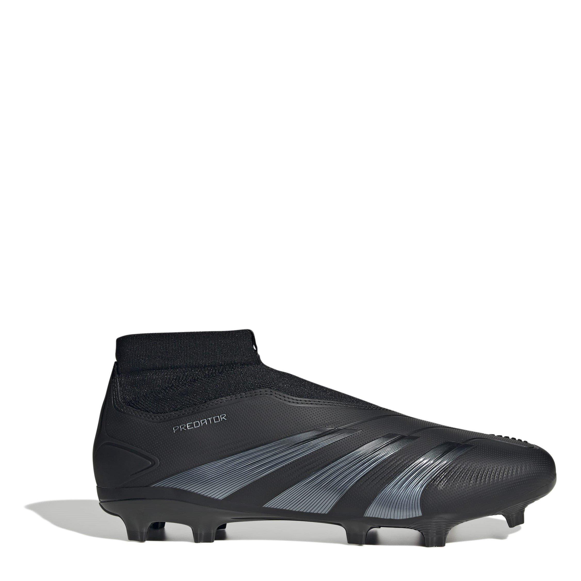 Adidas Men's Predator 24 League Laceless Firm Ground Football Boots - Black/Grey - 8 (42)