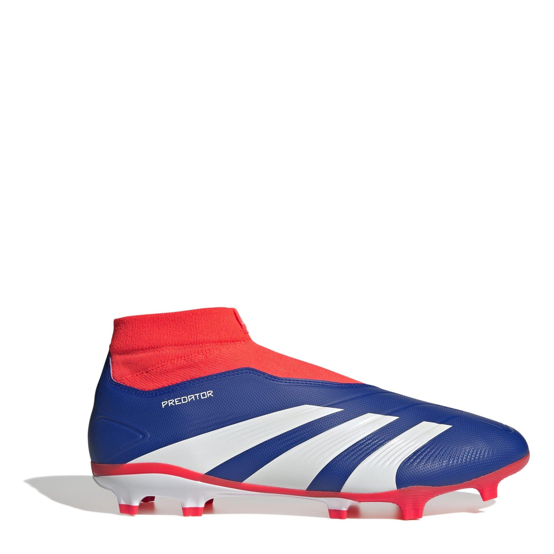 Adidas Men's Predator 24 League Laceless Firm Ground Football Boots - Blue/Wht/Red - 7.5 (41.3)