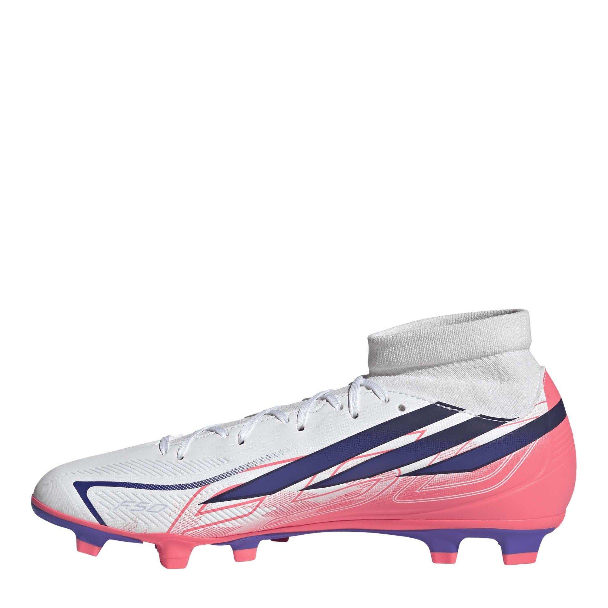 Wit/Koraal - adidas - F50 Hyperfast Club Mid Firm Ground / Multi Ground Football Boots Mens - 2