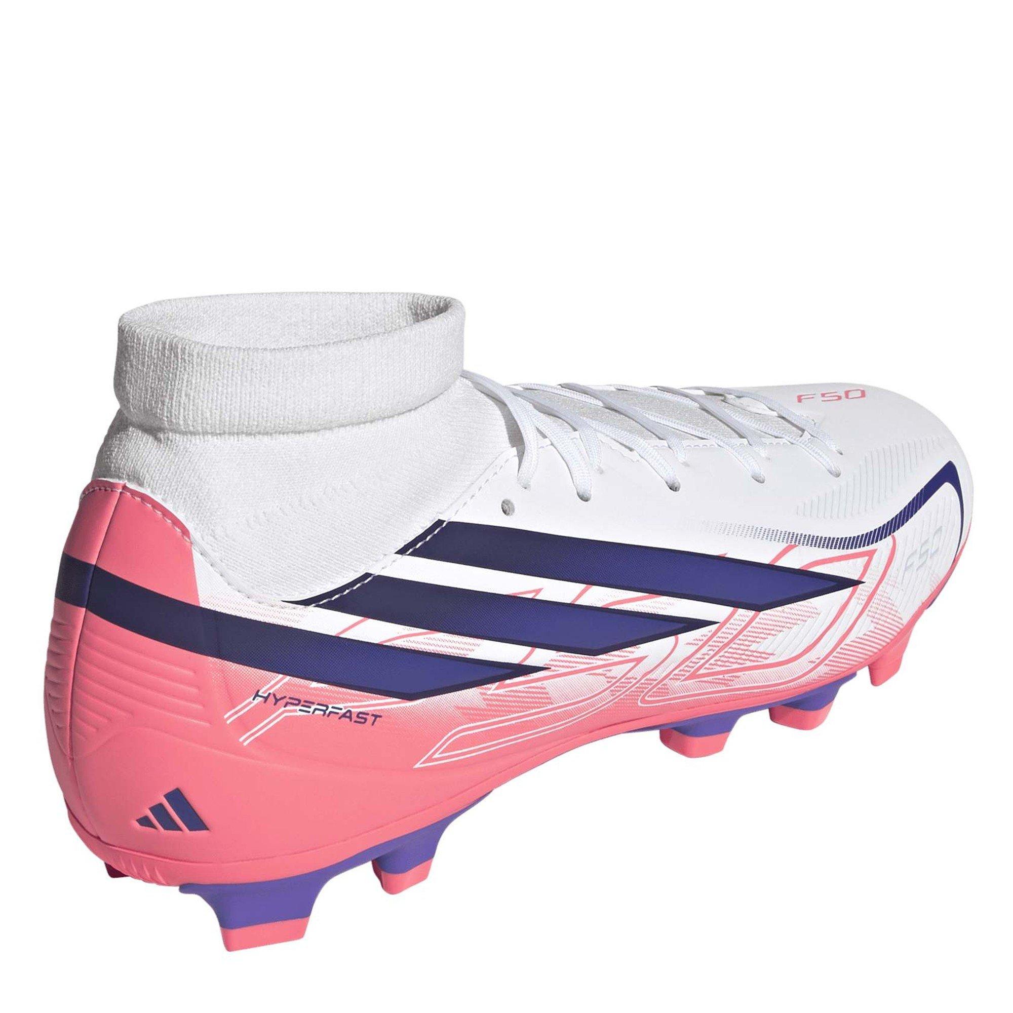 Wit/Koraal - adidas - F50 Hyperfast Club Mid Firm Ground / Multi Ground Football Boots Mens - 4