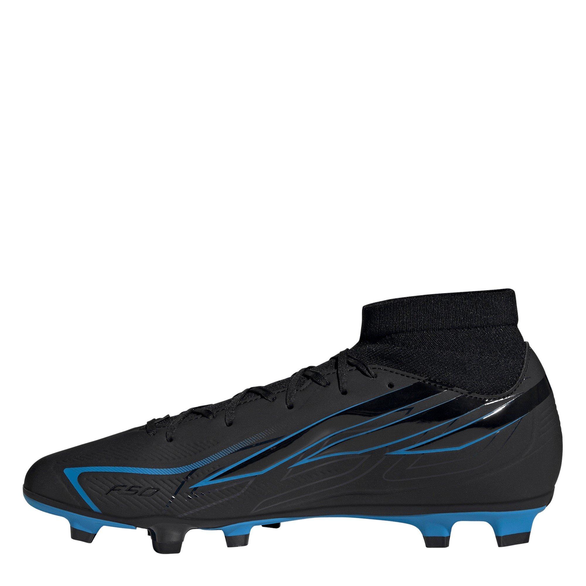 Zwart/Blauw - adidas - Men's F50 Hyperfast Club Mid Firm Ground Football Boots - 2