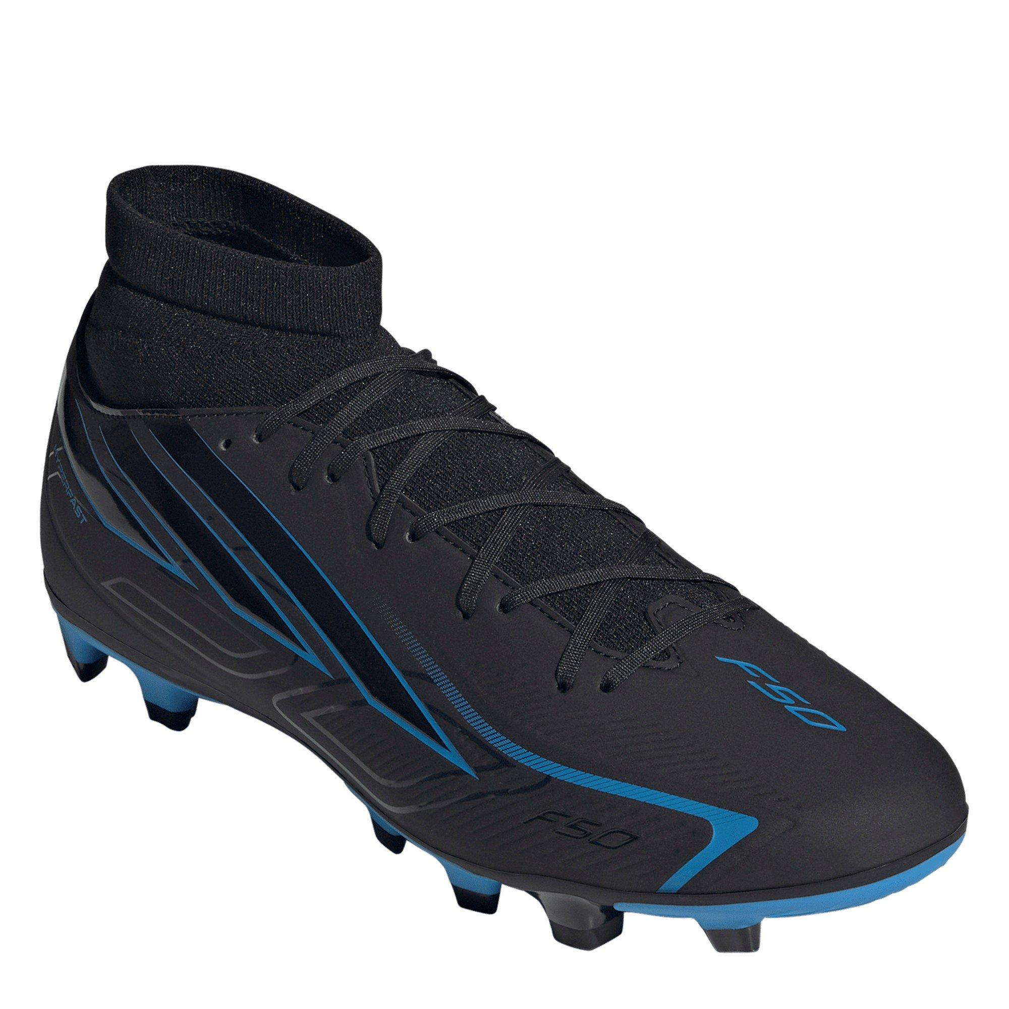 Zwart/Blauw - adidas - Men's F50 Hyperfast Club Mid Firm Ground Football Boots - 3