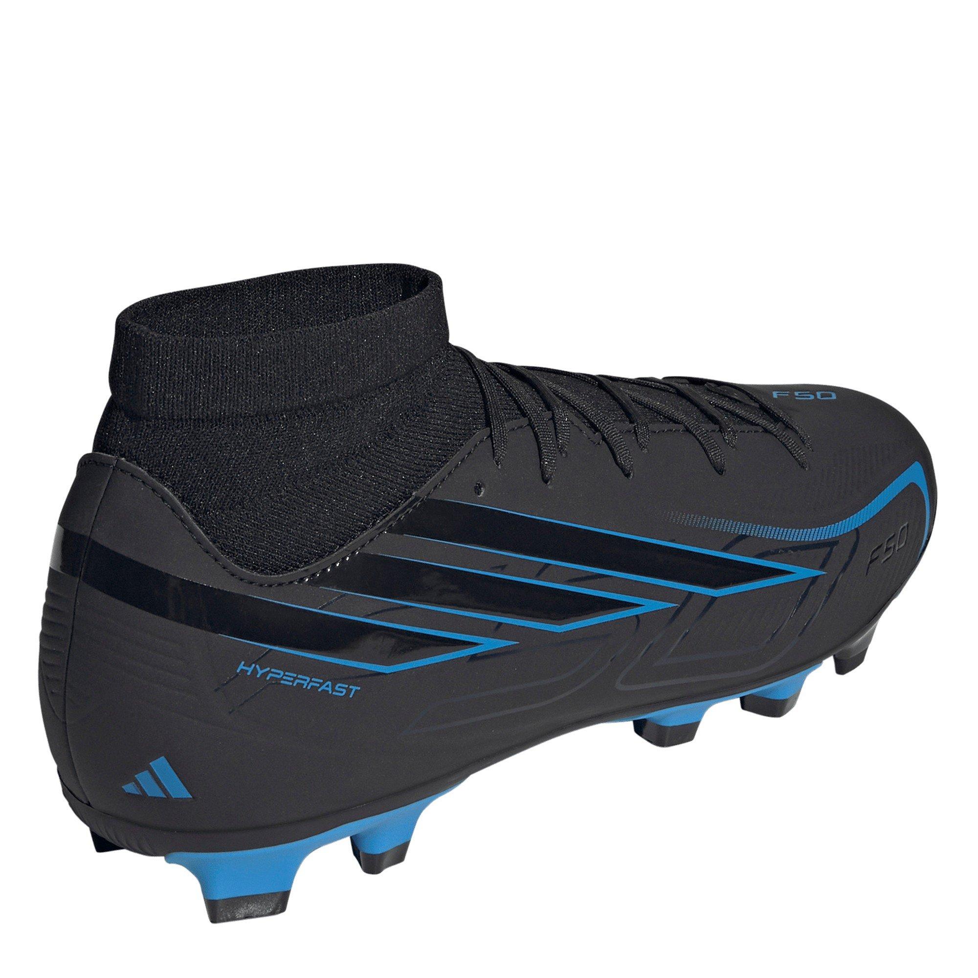 Zwart/Blauw - adidas - Men's F50 Hyperfast Club Mid Firm Ground Football Boots - 4