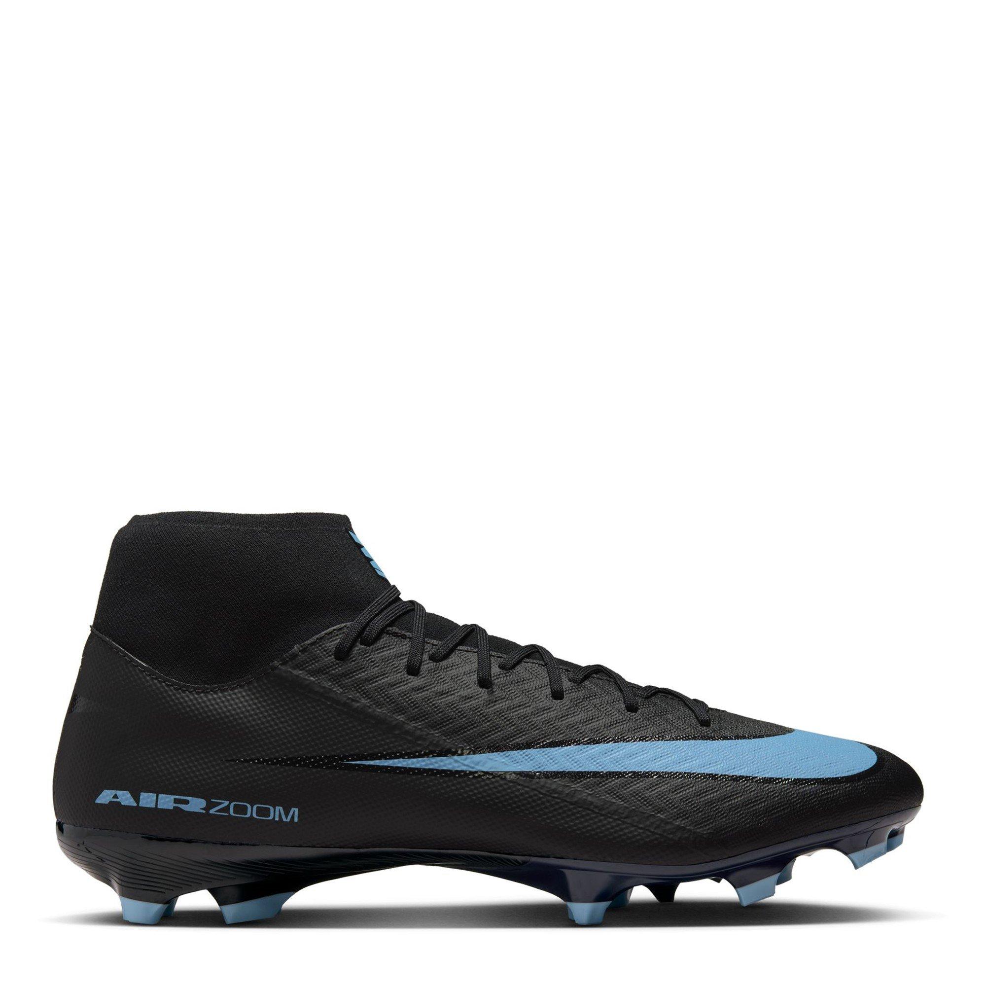 Nike Men's Zoom Mercurial Superfly 10 Academy Adults Firm Ground Football Boots - Black/Blue - 10 (45)