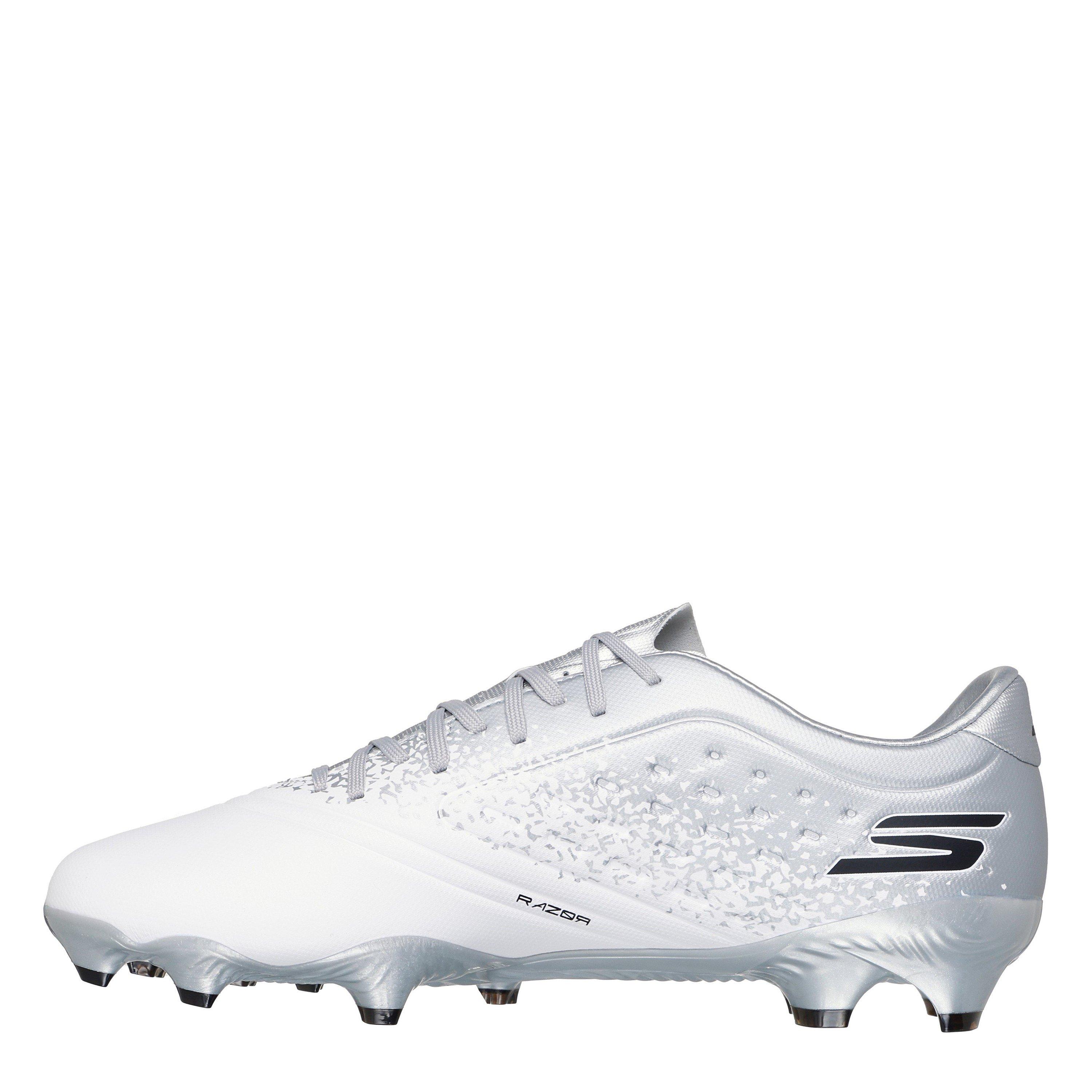 White/Silver - Skechers - Razor Adults Academy Firm Ground Football Boots - 2