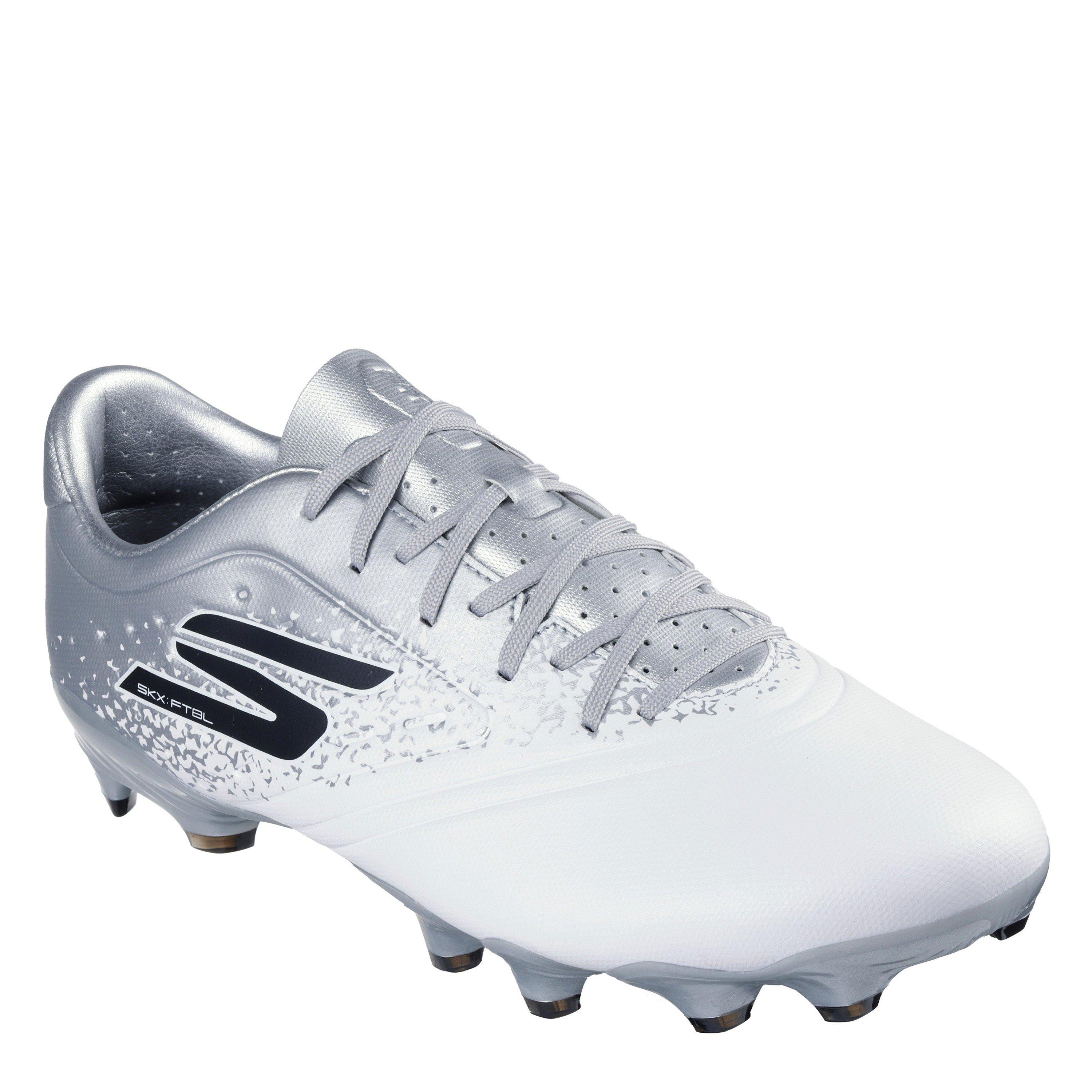 White/Silver - Skechers - Razor Adults Academy Firm Ground Football Boots - 3