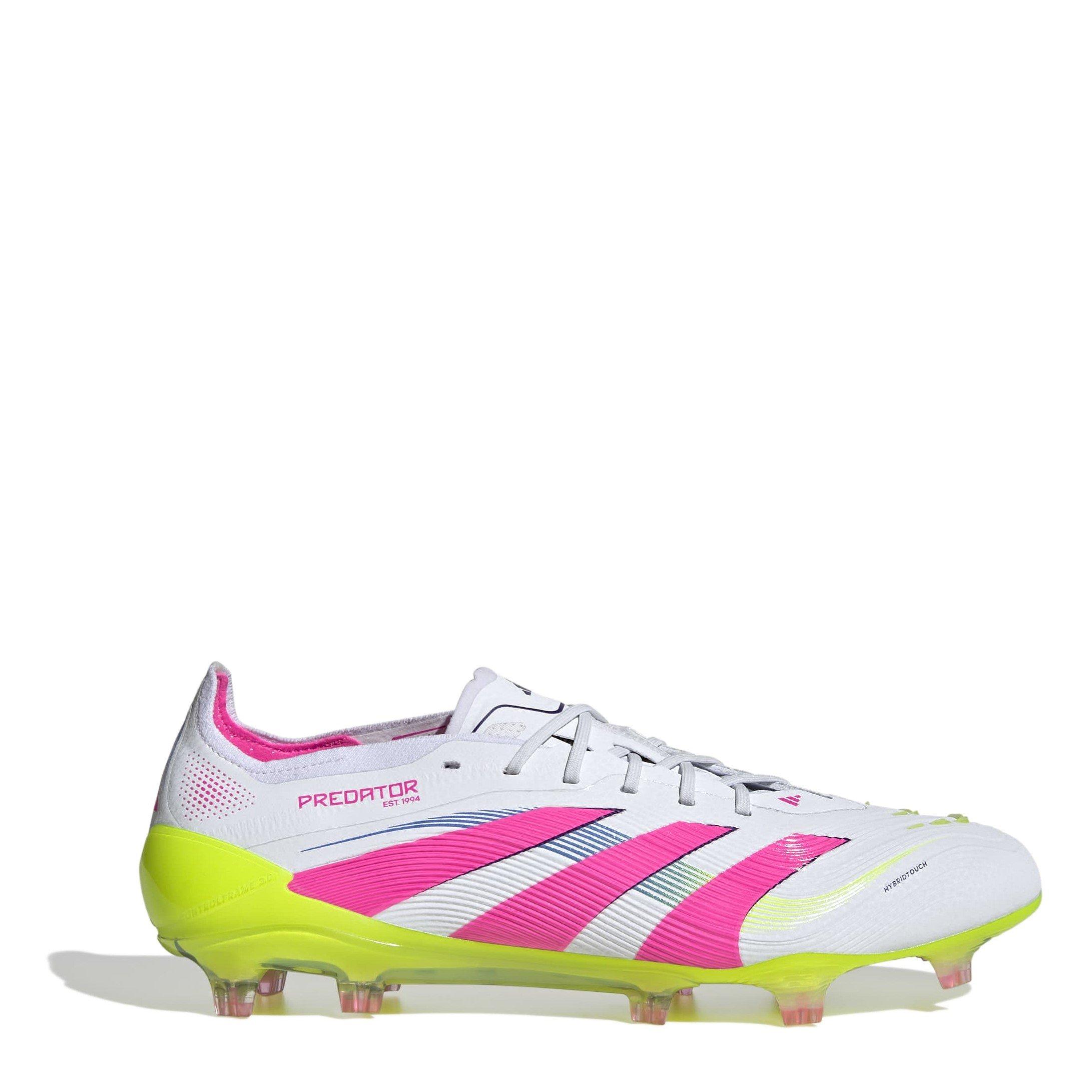 Adidas Men's Predator Elite Firm Ground Football Boots - White/Pink - 8.5 (42.7)