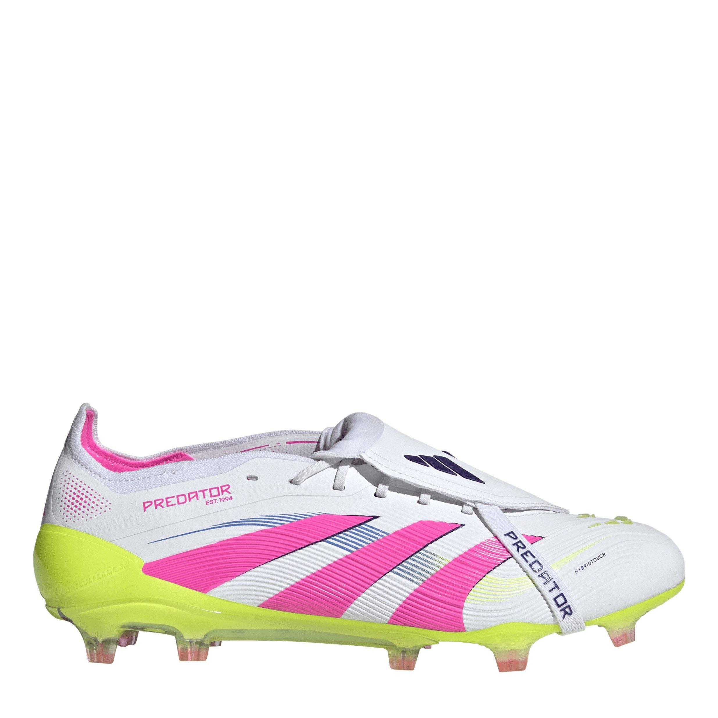 Adidas Men's Predator Elite Fold-Over Tongue Firm Ground Football Boots - White/Pink - 11.5(46.7)