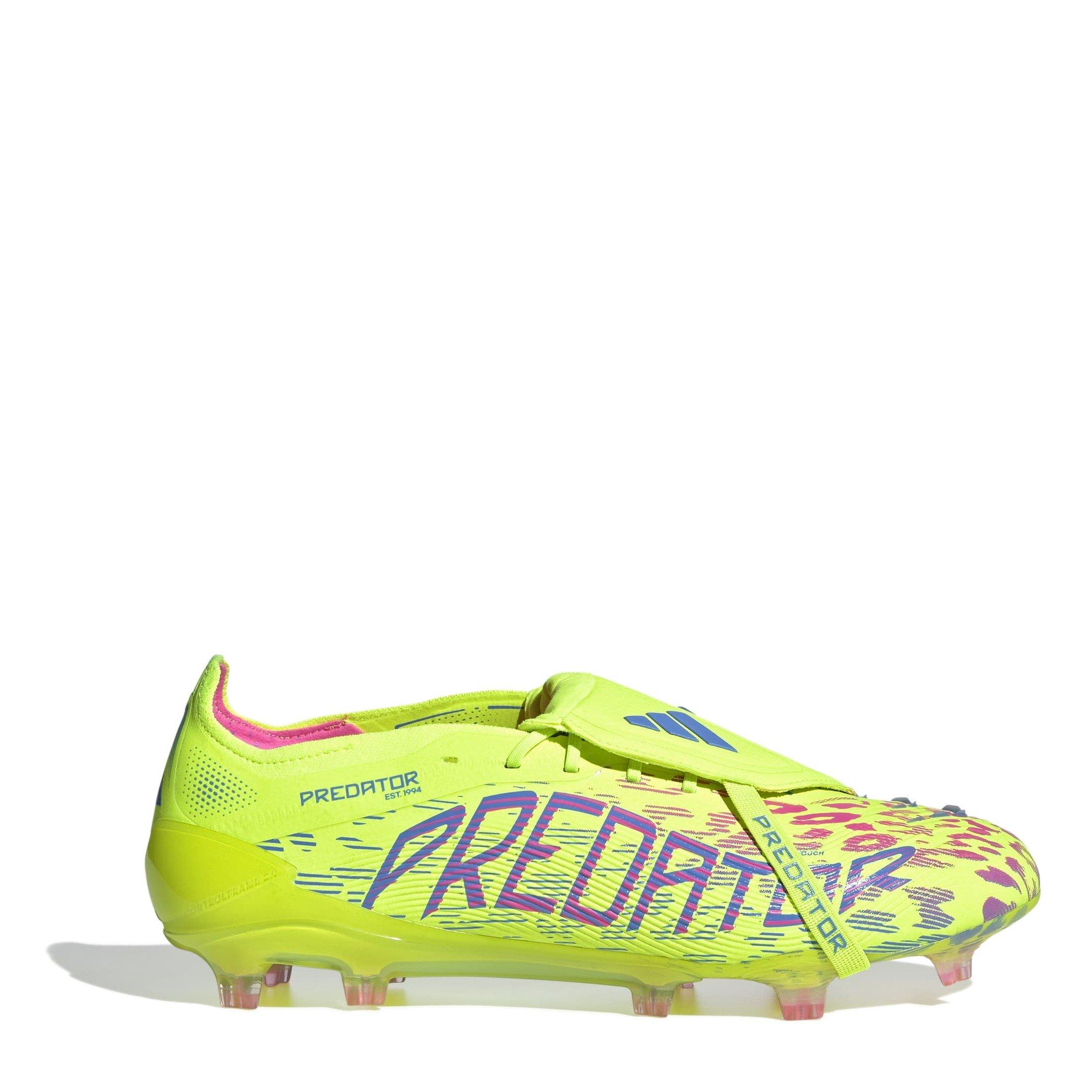 Adidas Men's Predator Elite Fold-Over Tongue Firm Ground Football Boots - Yellow/Pink - 10 (44.7)