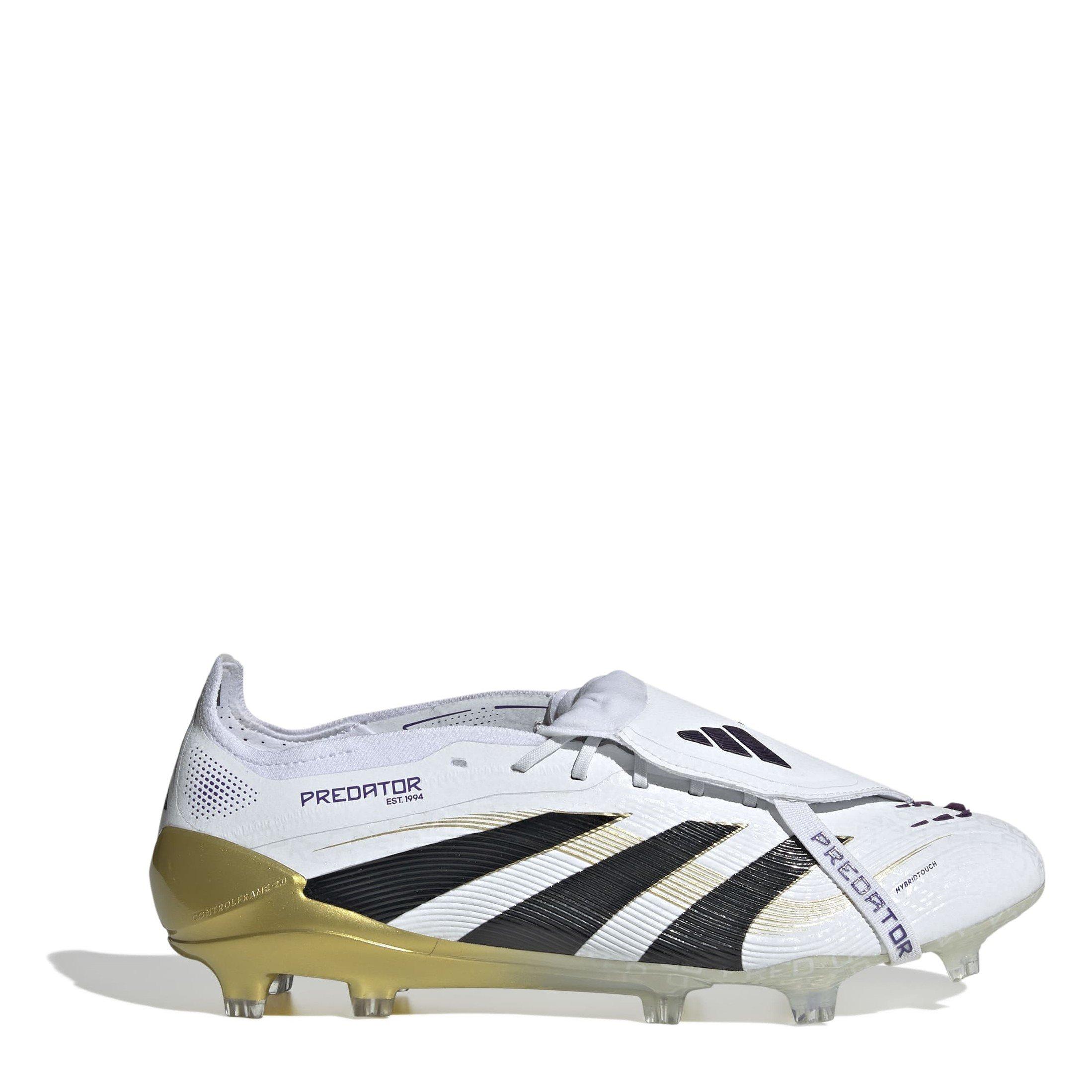 Adidas Men's Predator Elite Fold-Over Tongue Firm Ground Football Boots - White/Blk/Gold - 10 (44.7)