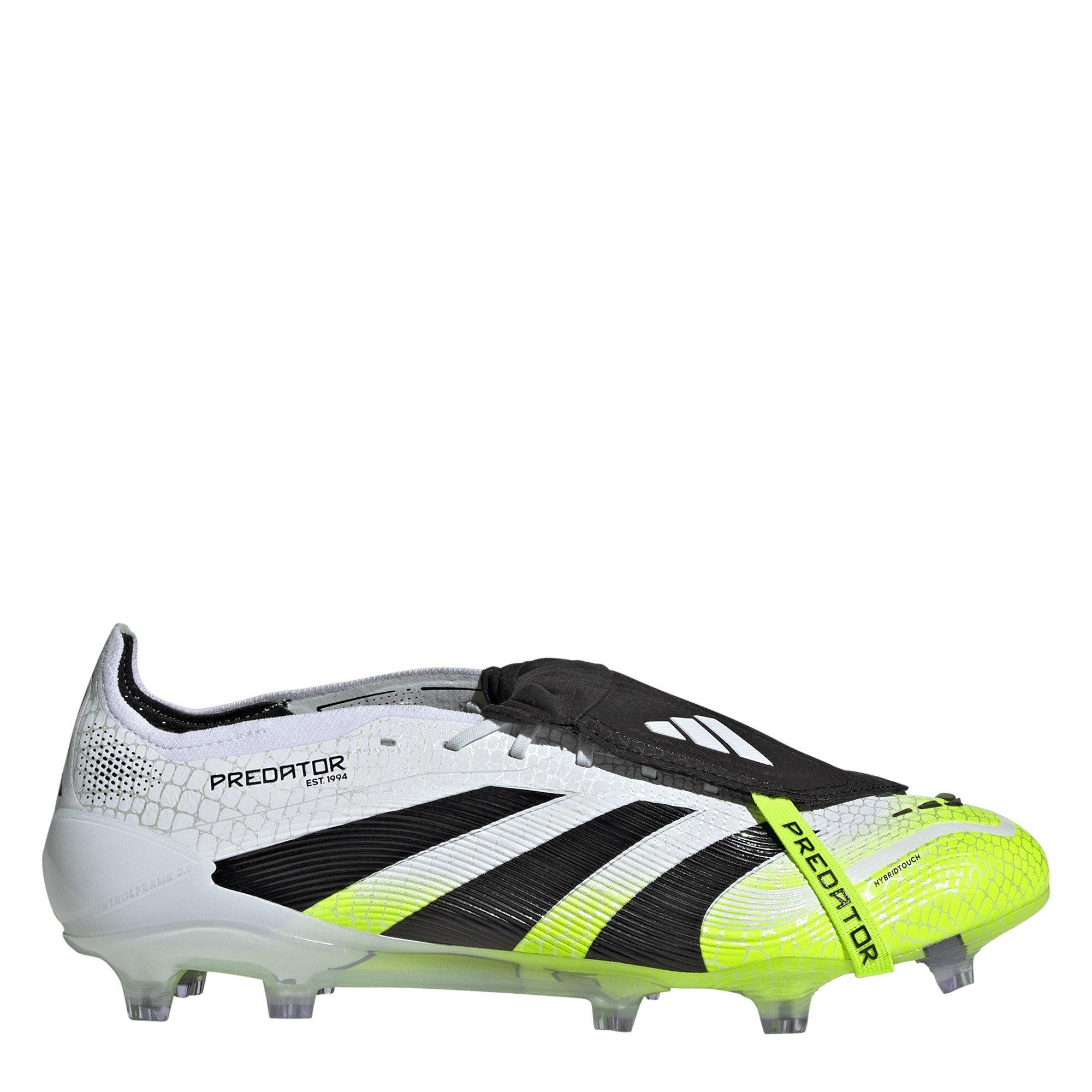 Adidas Men's Predator Elite Fold-Over Tongue Firm Ground Football Boots - White/Blk/Lemon - 10 (44.7)