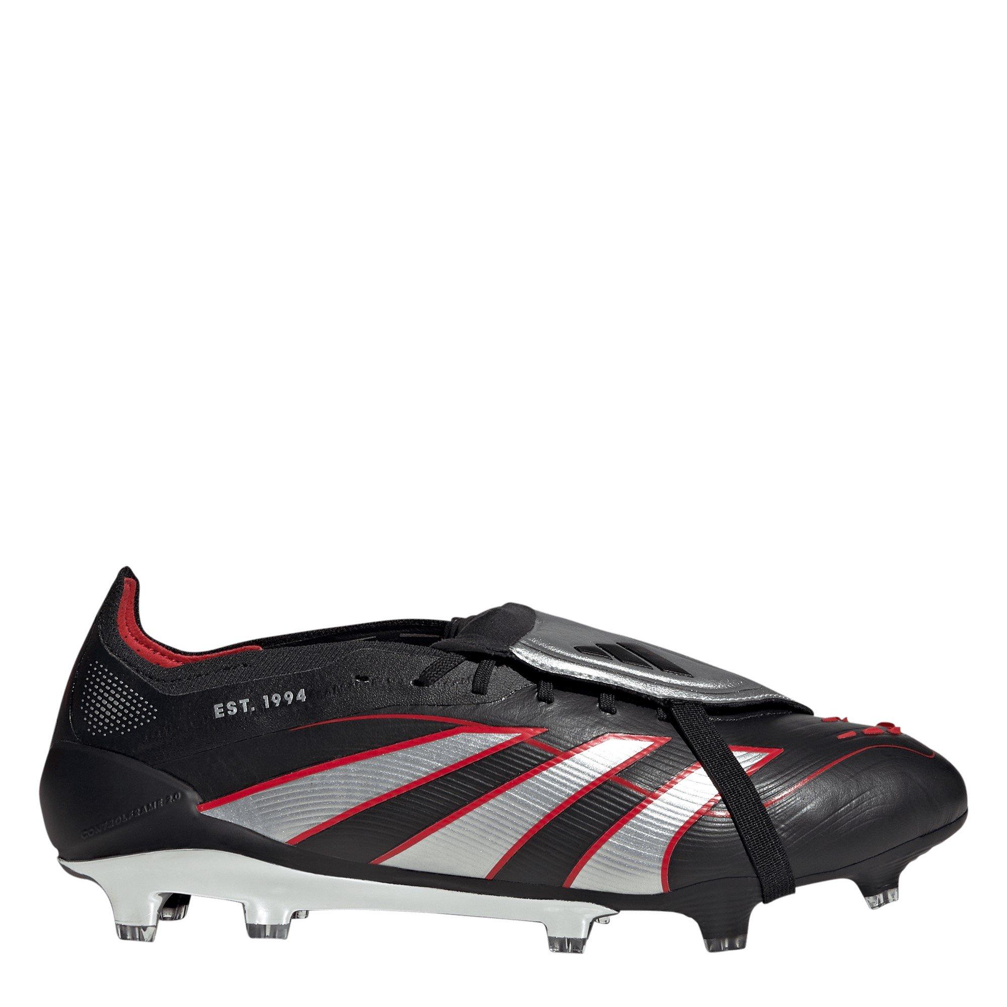 Adidas Men's Predator Elite Fold-Over Tongue Firm Ground Football Boots - Black/Red - 7.5 (41.3)