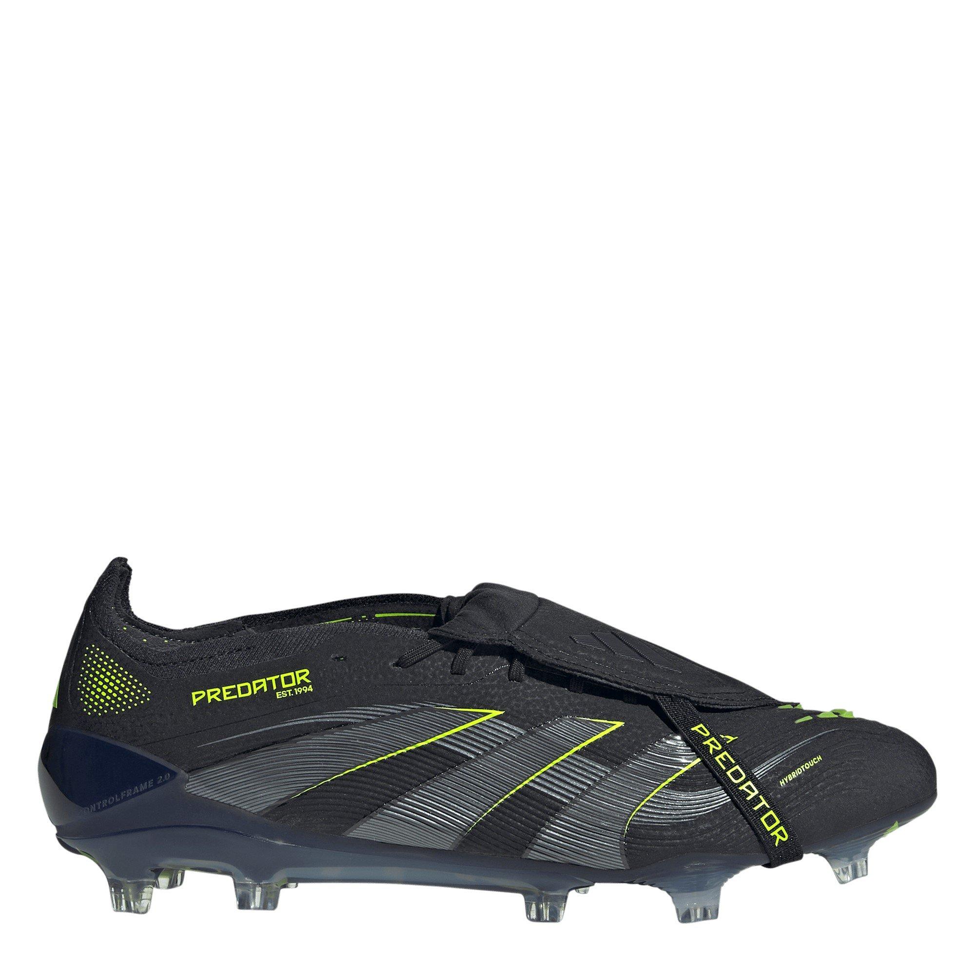 Adidas Men's Predator Elite Fold-Over Tongue Firm Ground Football Boots - Black/Lemon - 10 (44.7)