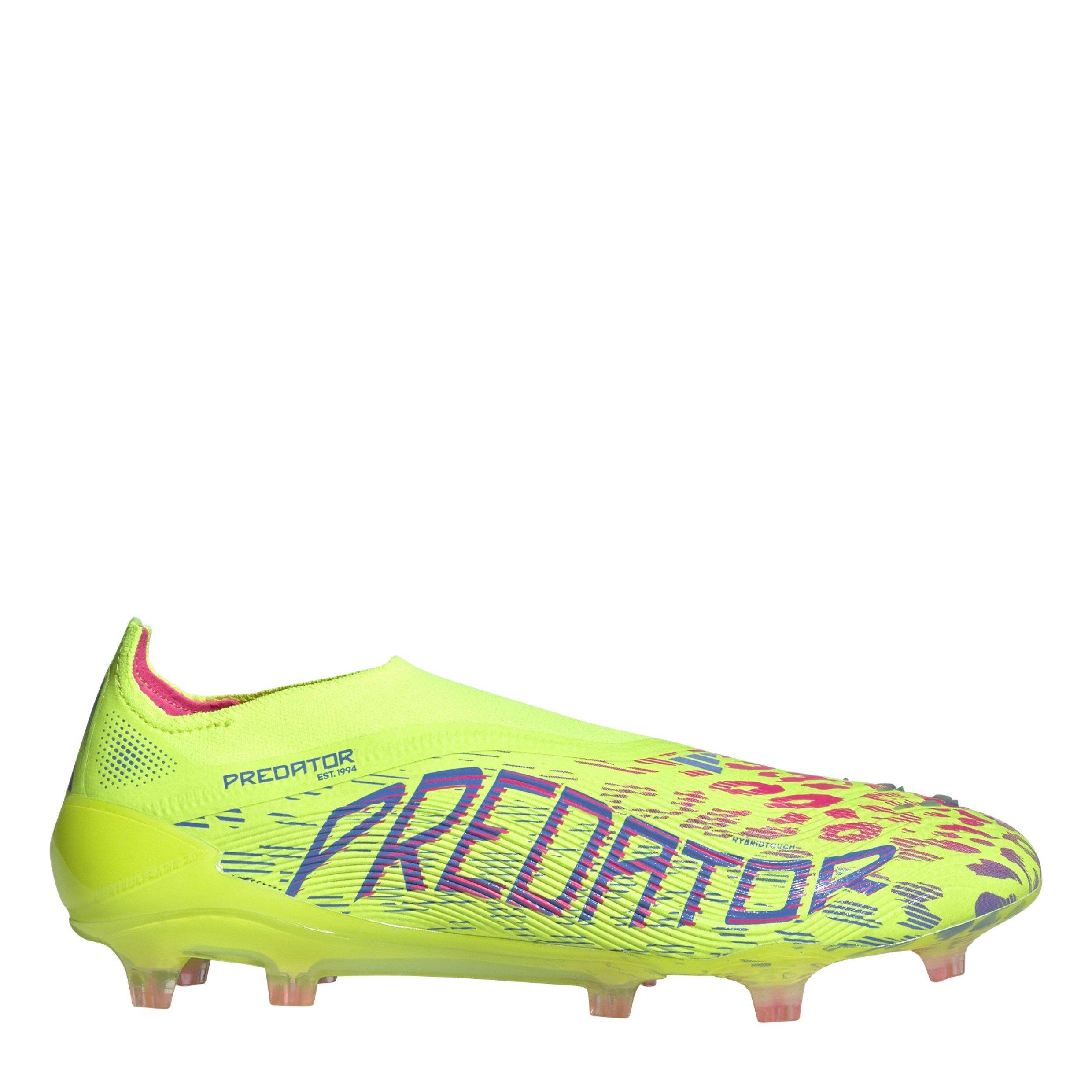 Adidas Men's Predator Elite Laceless Firm Ground Football Boots - Yellow/Pink - 7.5 (41.3)