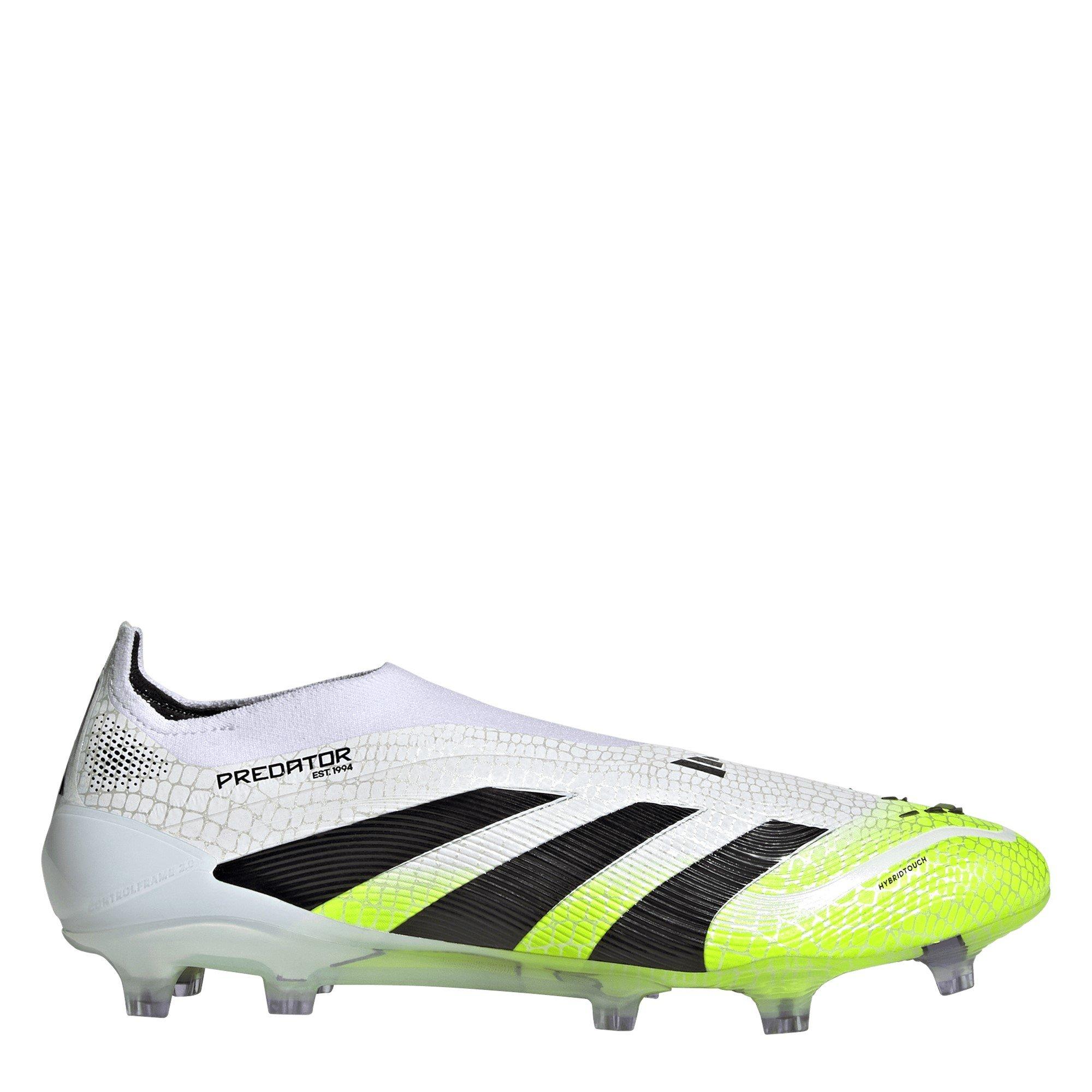 Adidas Men's Predator Elite Laceless Firm Ground Football Boots - White/Blk/Lemon - 7.5 (41.3)