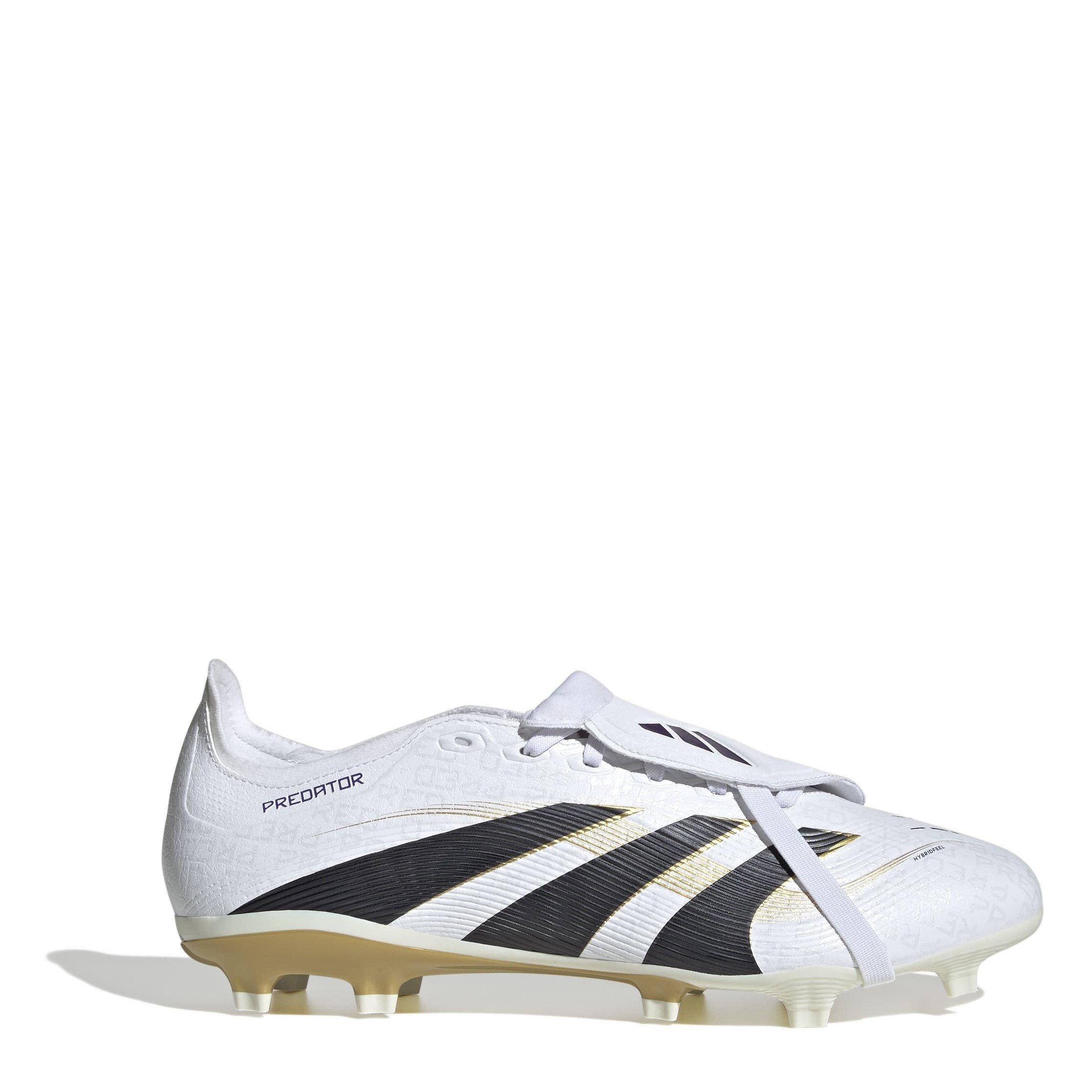 Adidas Men's Predator League Fold-Over Tongue Firm Ground Football Boots - White/Blk/Gold - 11.5(46.7)