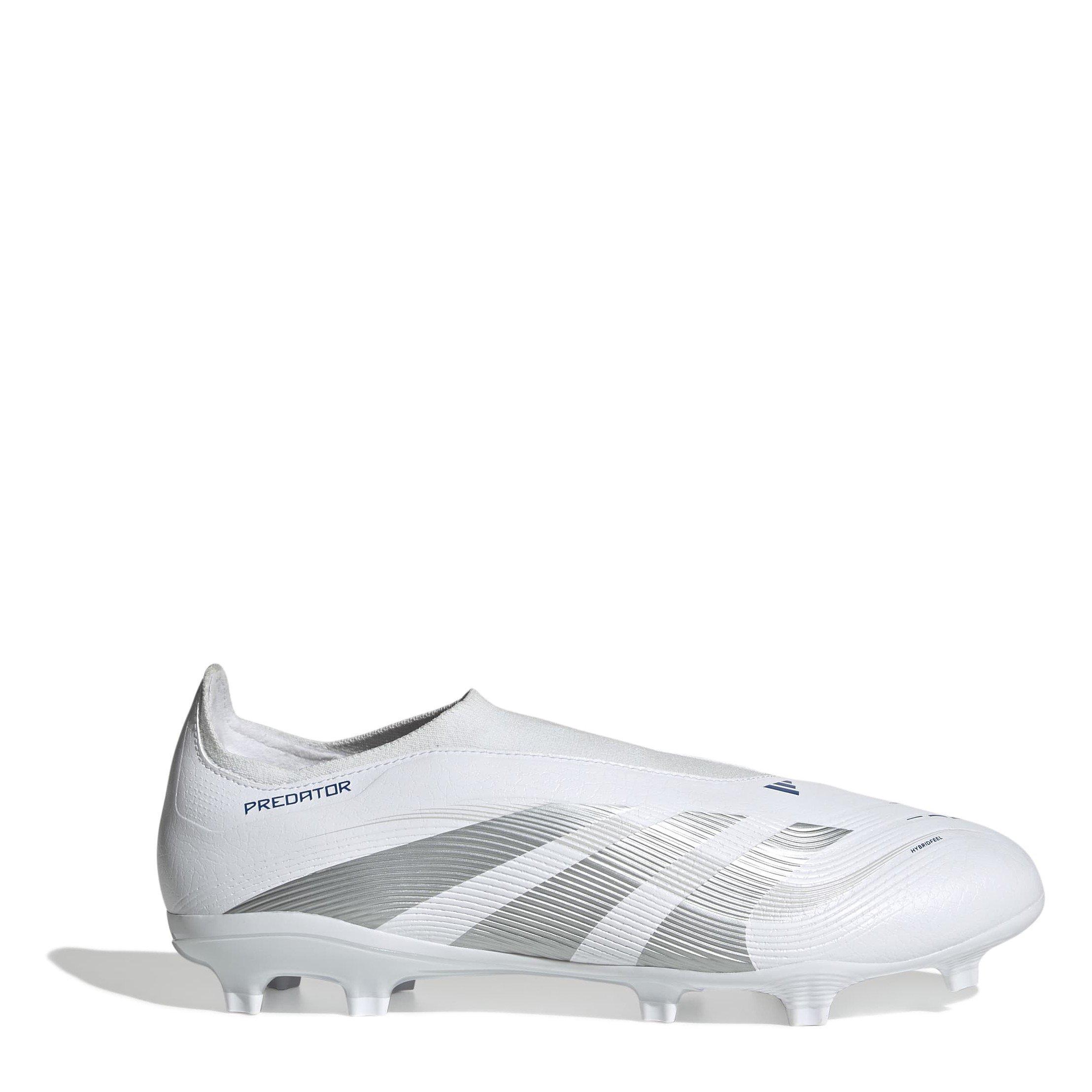 Adidas Men's Predator League Laceless Firm Ground Football Boots - White/Silver - 10 (44.7)