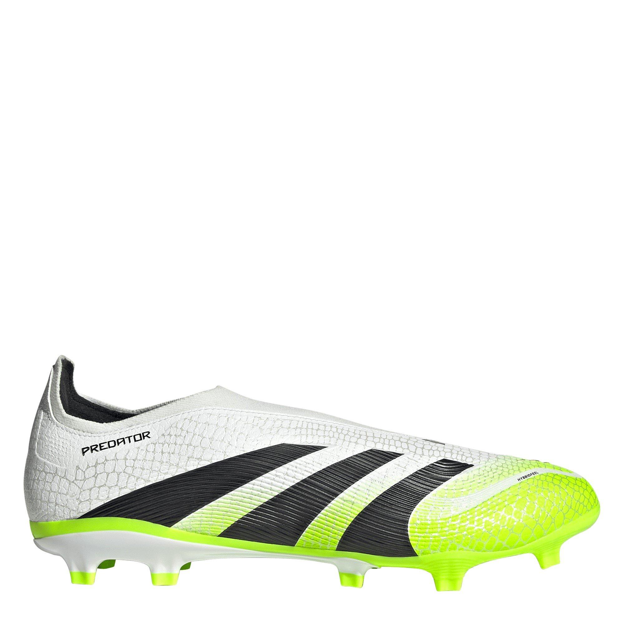 Adidas Men's Predator League Laceless Firm Ground Football Boots - White/Blk/Lemon - 8.5 (42.7)
