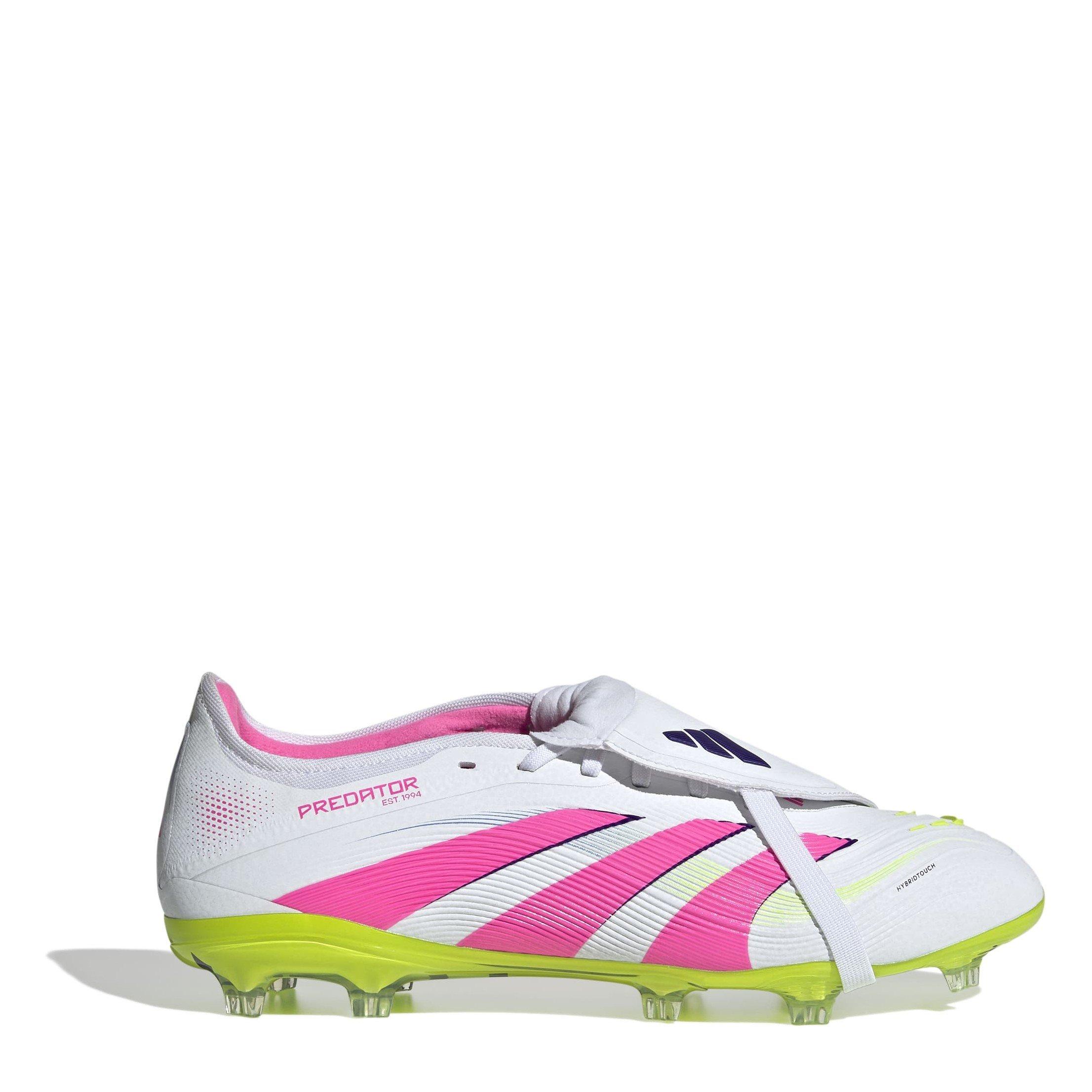 Adidas Men's Predator Pro Fold-Over Tongue Firm Ground Football Boots - White/Pink - 9.5 (44)