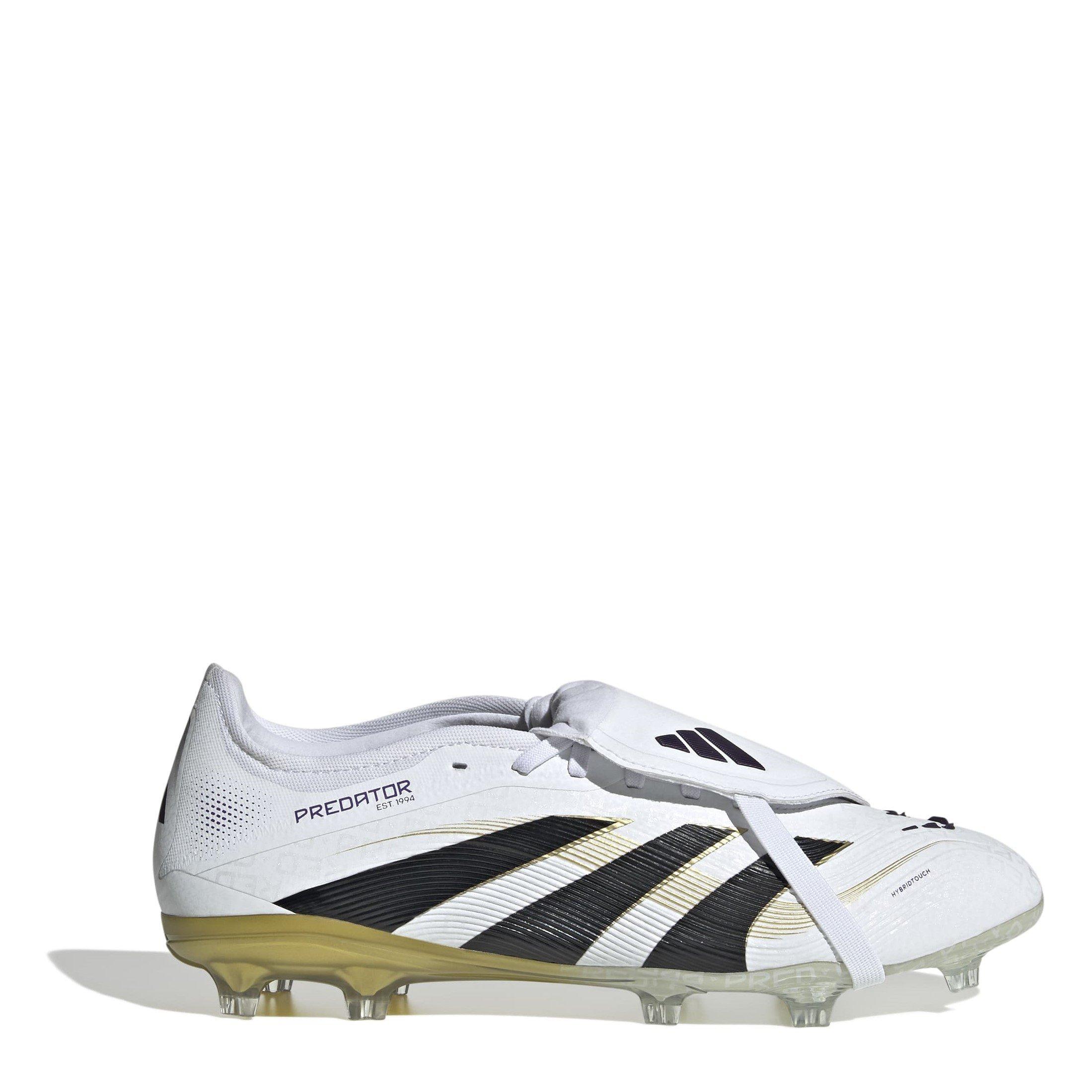 Adidas Men's Predator Pro Fold-Over Tongue Firm Ground Football Boots - White/Blk/Gold - 10 (44.7)