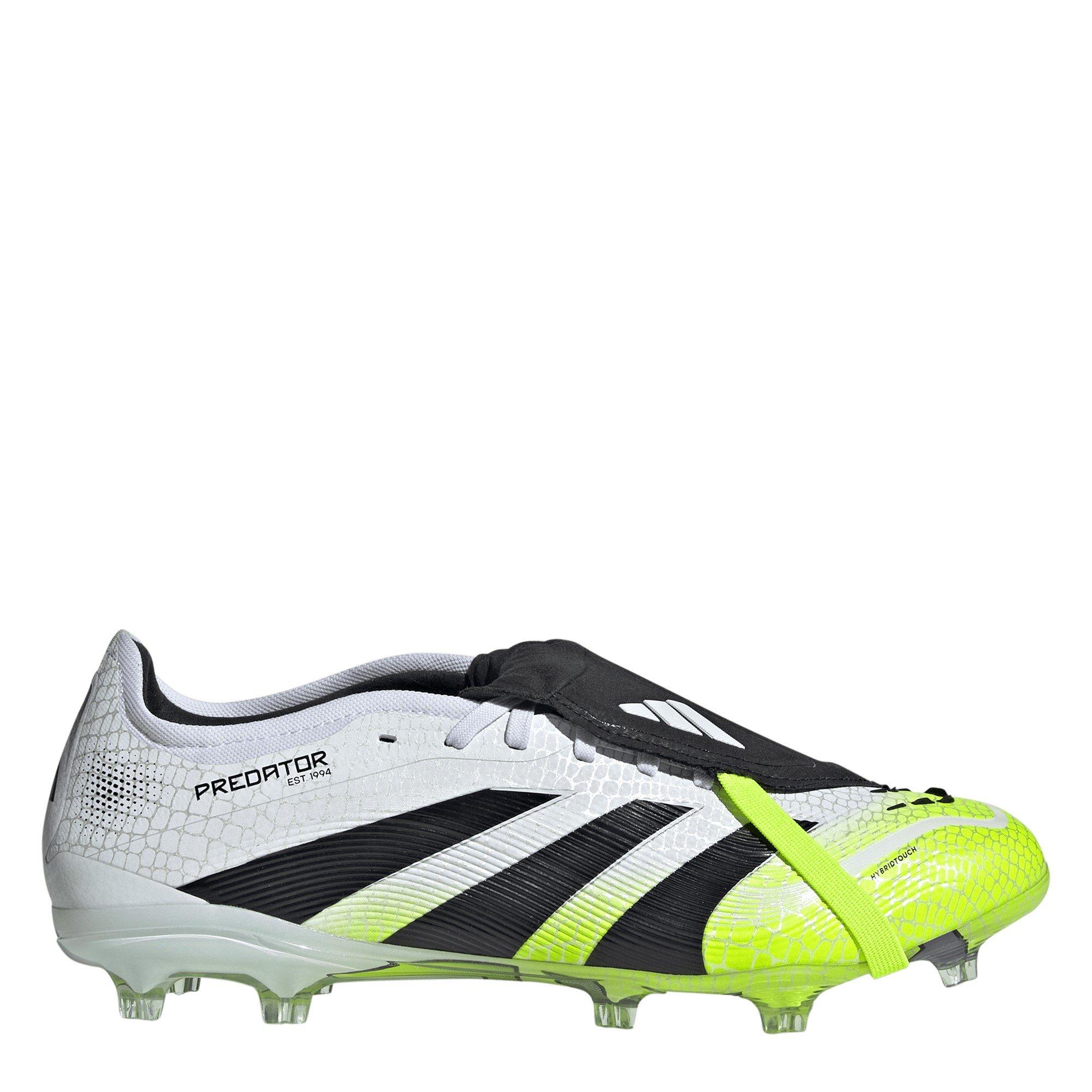 Adidas Men's Predator Pro Fold-Over Tongue Firm Ground Football Boots - White/Blk/Lemon - 10 (44.7)