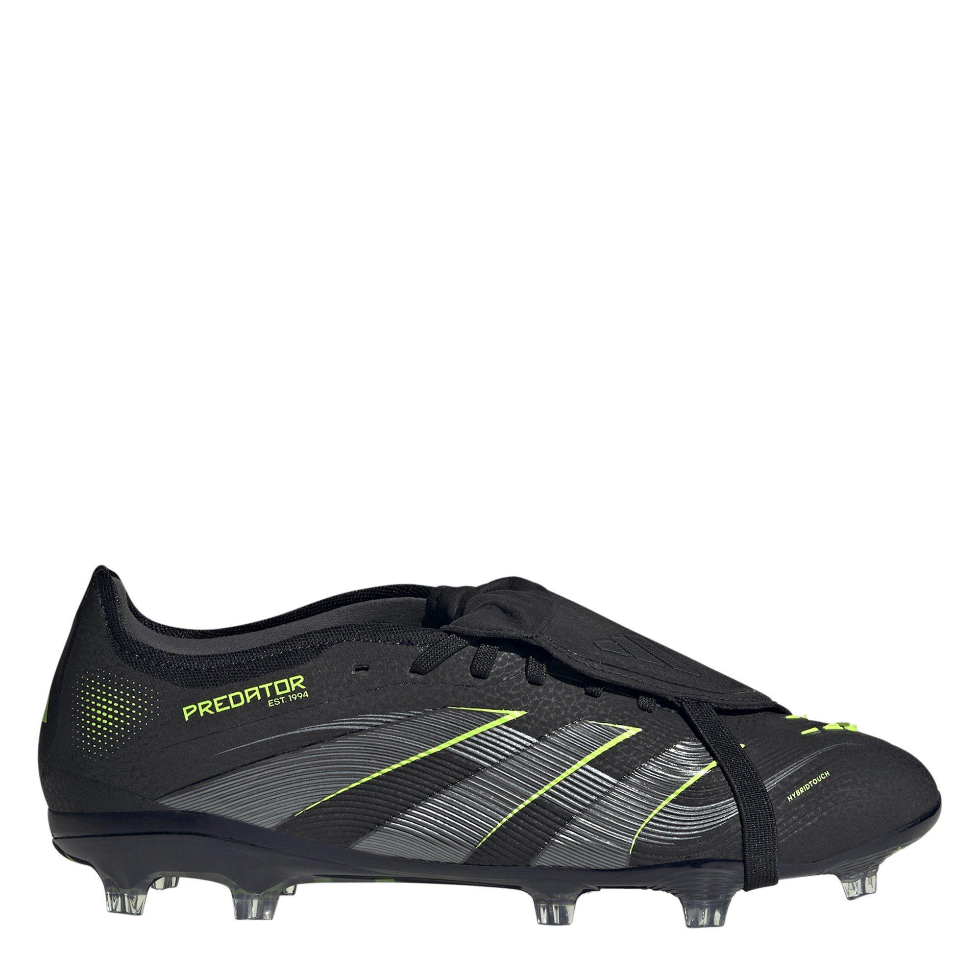 Adidas Men's Predator Pro Fold-Over Tongue Firm Ground Football Boots - Black/Lemon - 8.5 (42.7)