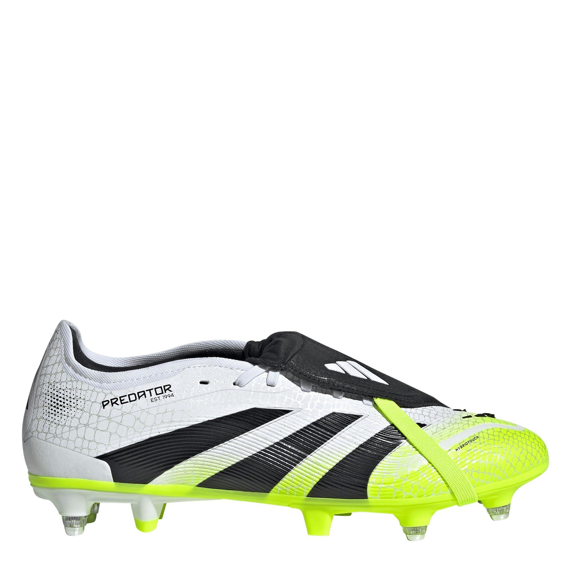 Adidas Men's Predator Pro Fold-Over Tongue Soft Ground Football Boots - White/Blk/Lemon - 7 (40.7)