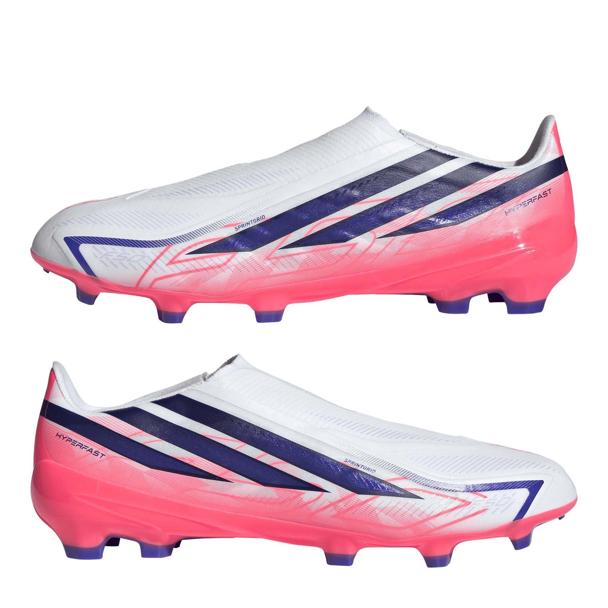 Wit/Koraal - adidas - F50 Hyperfast League Laceless Firm Ground Football Boots Mens - 11