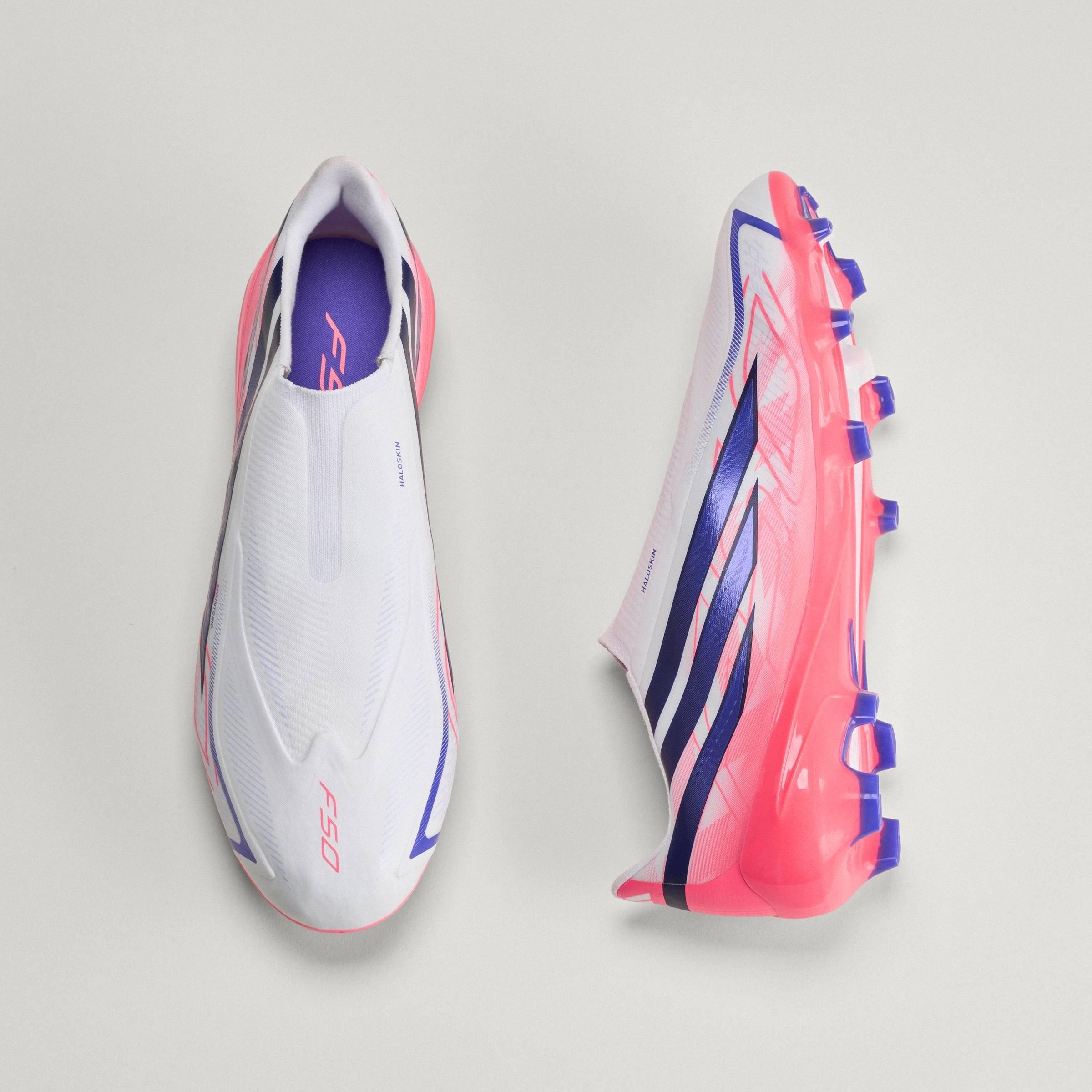 Wit/Koraal - adidas - F50 Hyperfast League Laceless Firm Ground Football Boots Mens - 13