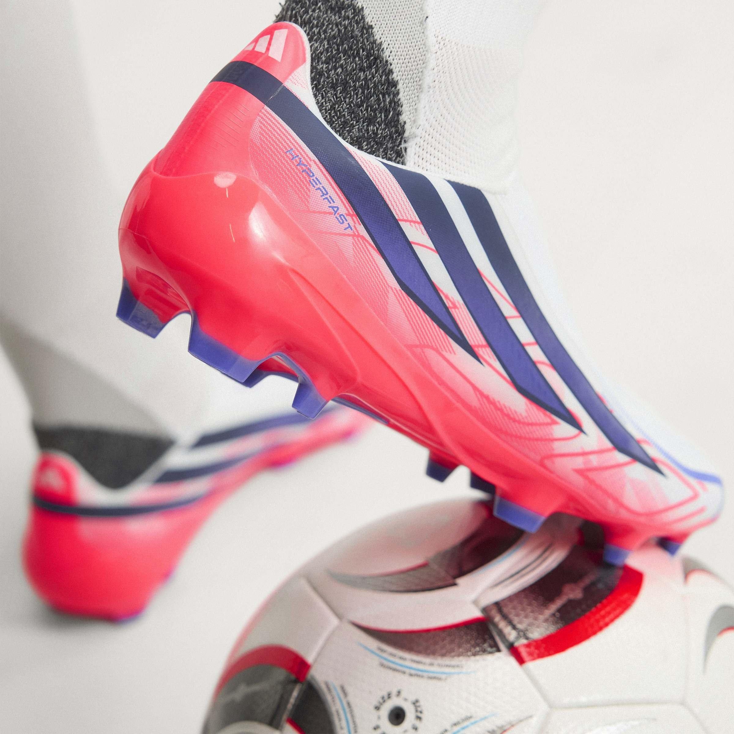 Wit/Koraal - adidas - F50 Hyperfast League Laceless Firm Ground Football Boots Mens - 15