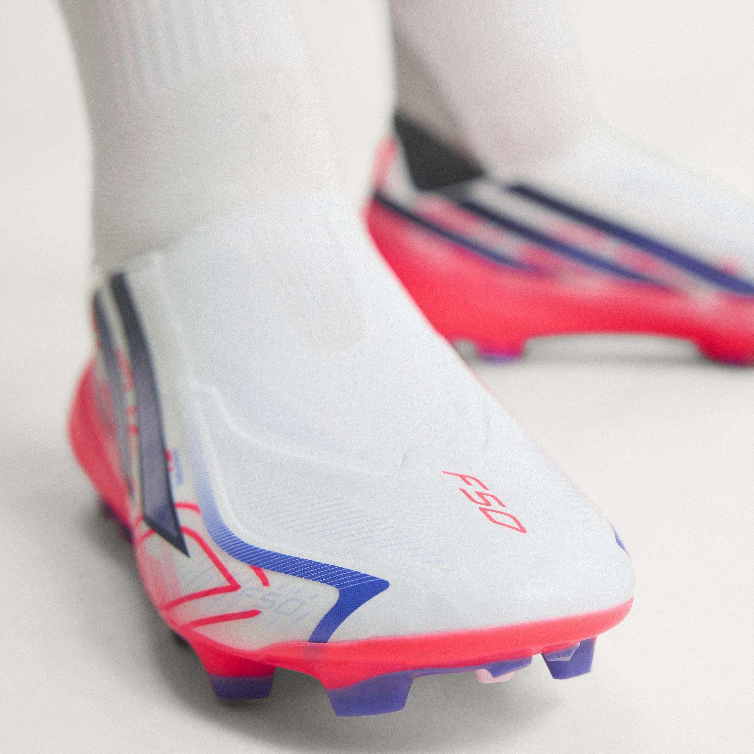 Wit/Koraal - adidas - F50 Hyperfast League Laceless Firm Ground Football Boots Mens - 3