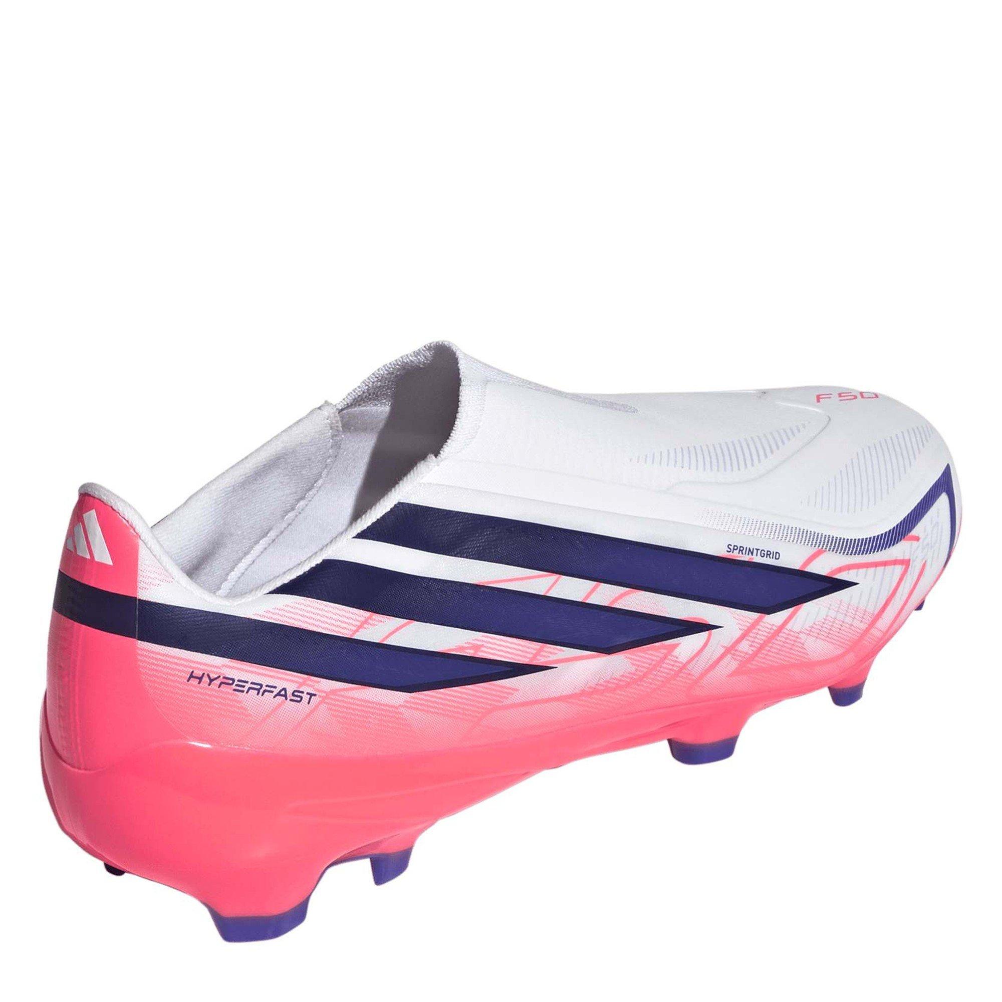 Wit/Koraal - adidas - F50 Hyperfast League Laceless Firm Ground Football Boots Mens - 5