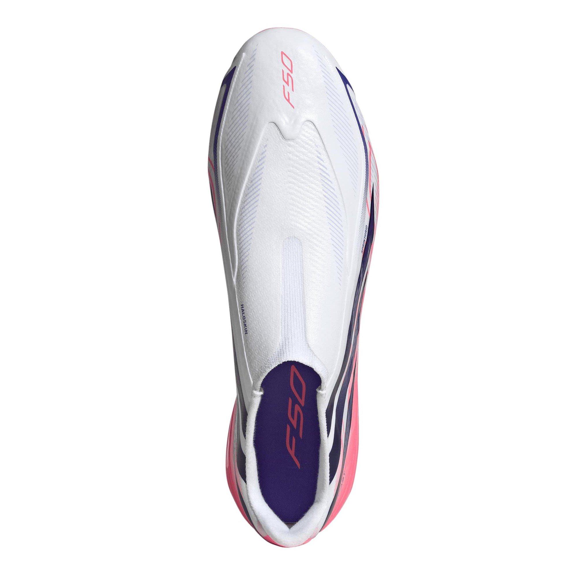 Wit/Koraal - adidas - F50 Hyperfast League Laceless Firm Ground Football Boots Mens - 6