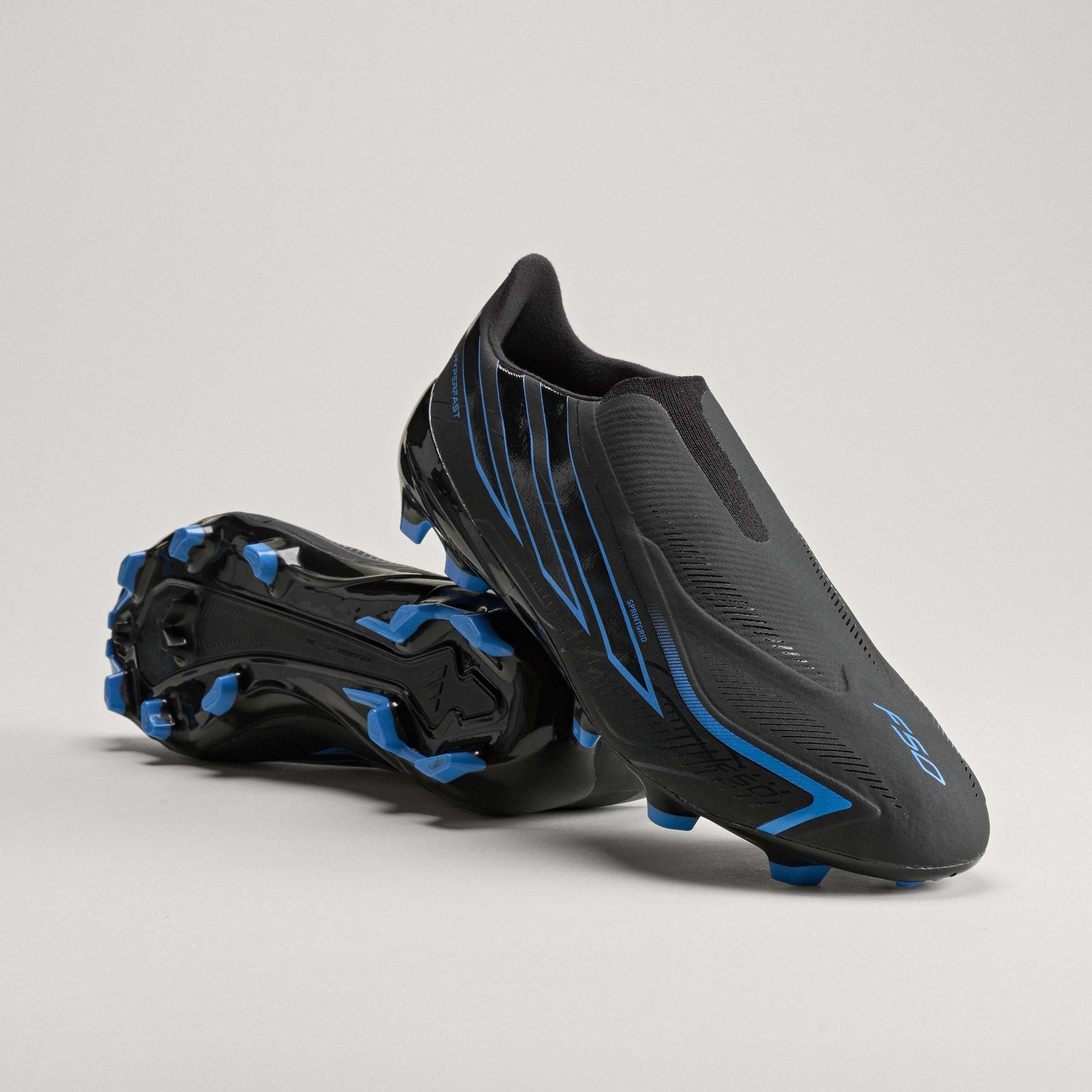 Black/Blue - adidas - F50 Hyperfast League Laceless Firm Ground Football Boots Mens - 12