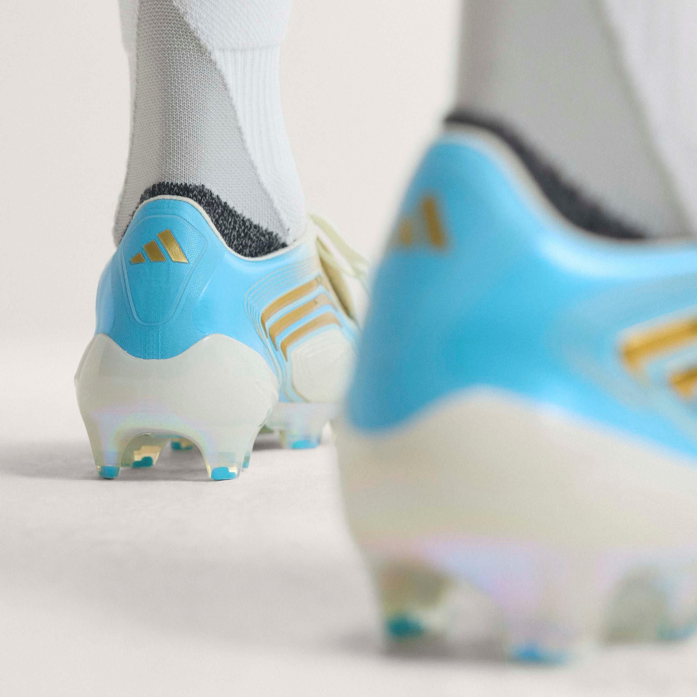 Creme/Blu/Gold - adidas - Adidas F50 Adults Elite Firm Ground Football Boots - 14
