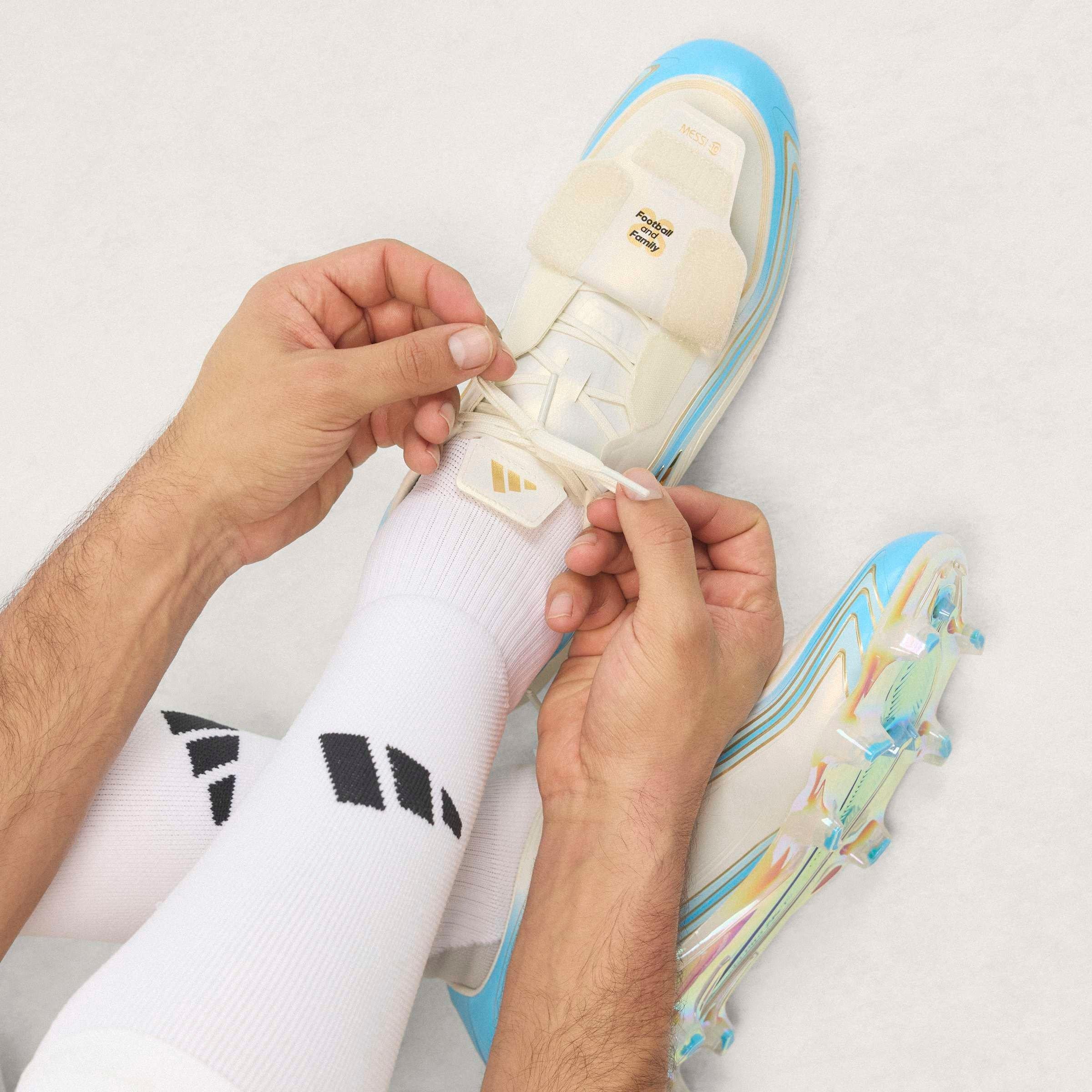 Creme/Blu/Gold - adidas - Adidas F50 Adults Elite Firm Ground Football Boots - 3