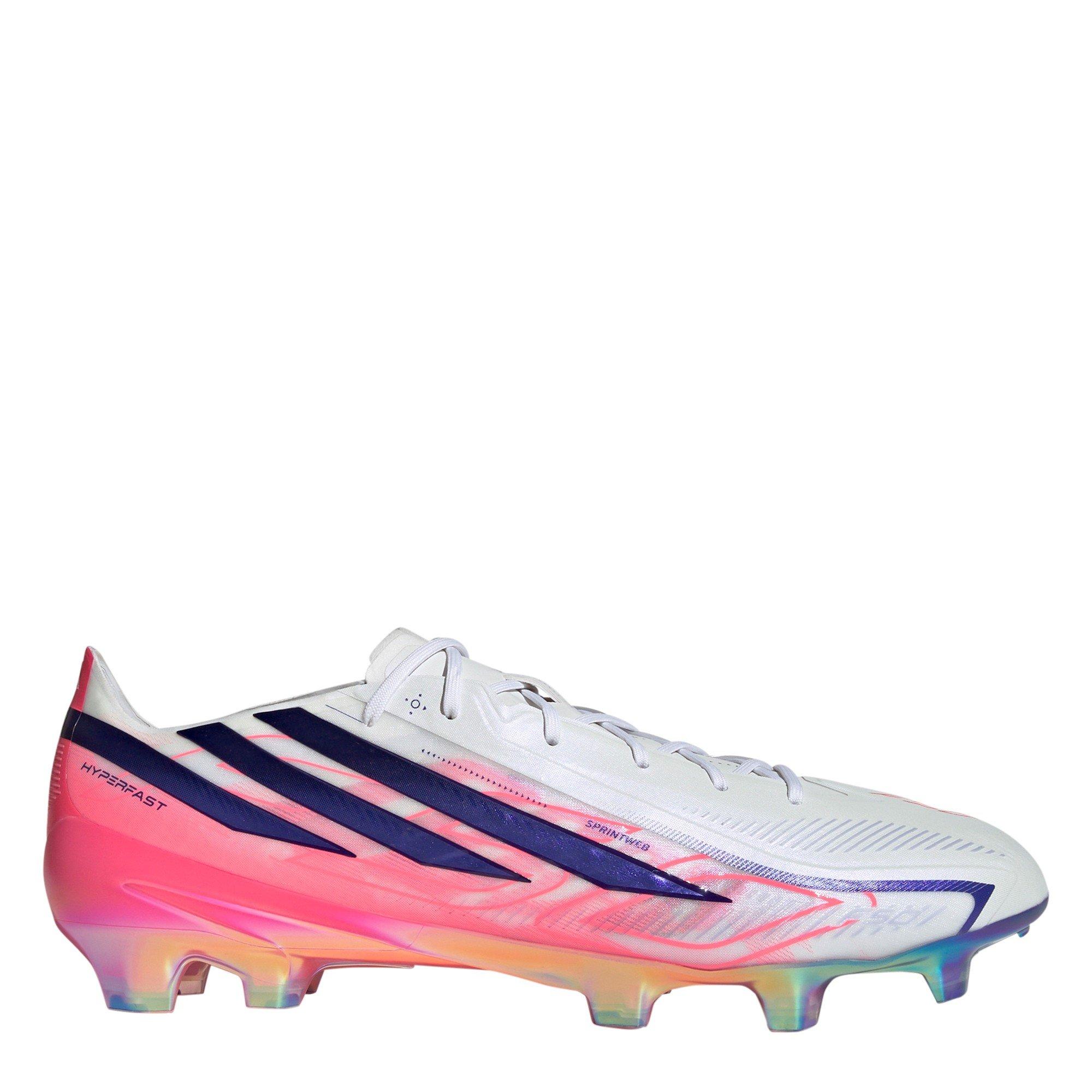 Adidas Men's F50 Adults Elite Firm Ground Football Boots - White/Coral - 8.5 (42.7)