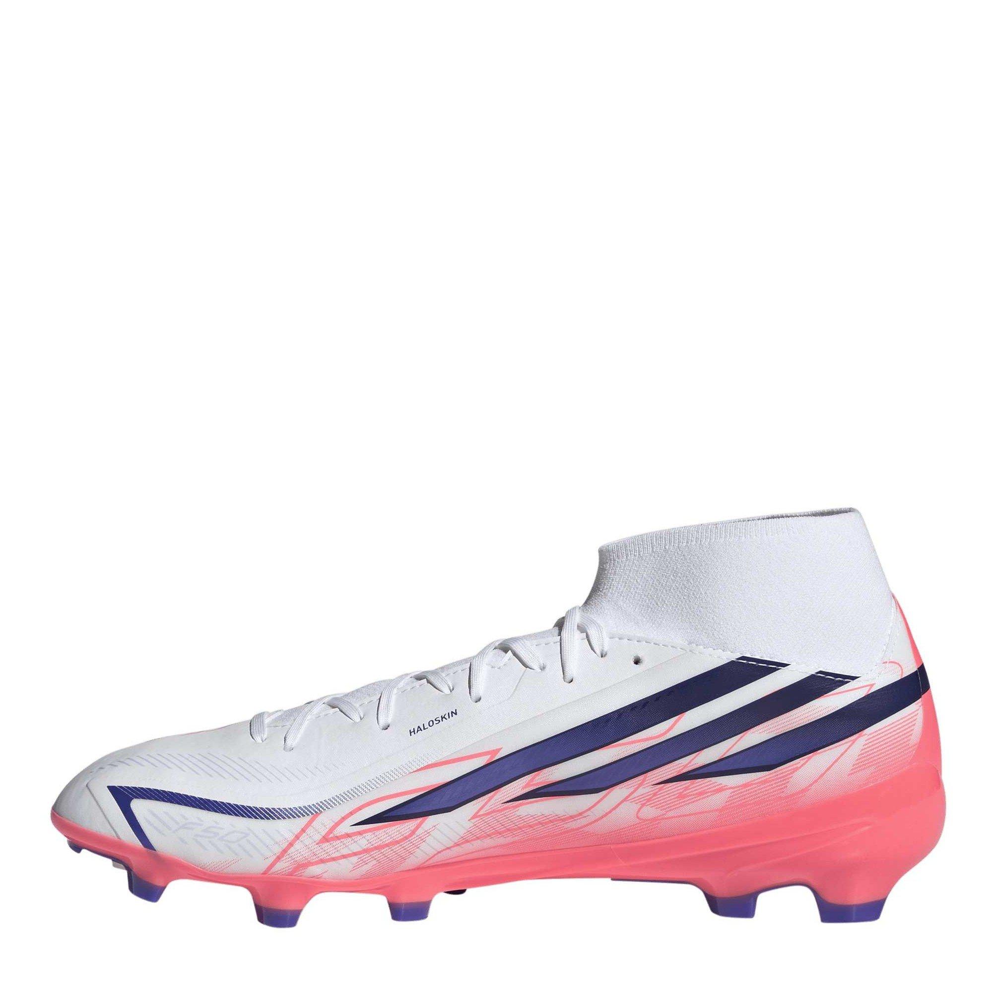 Wit/Koraal - adidas - F50 Hyperfast League Mid Firm Ground Football Boots Mens - 2