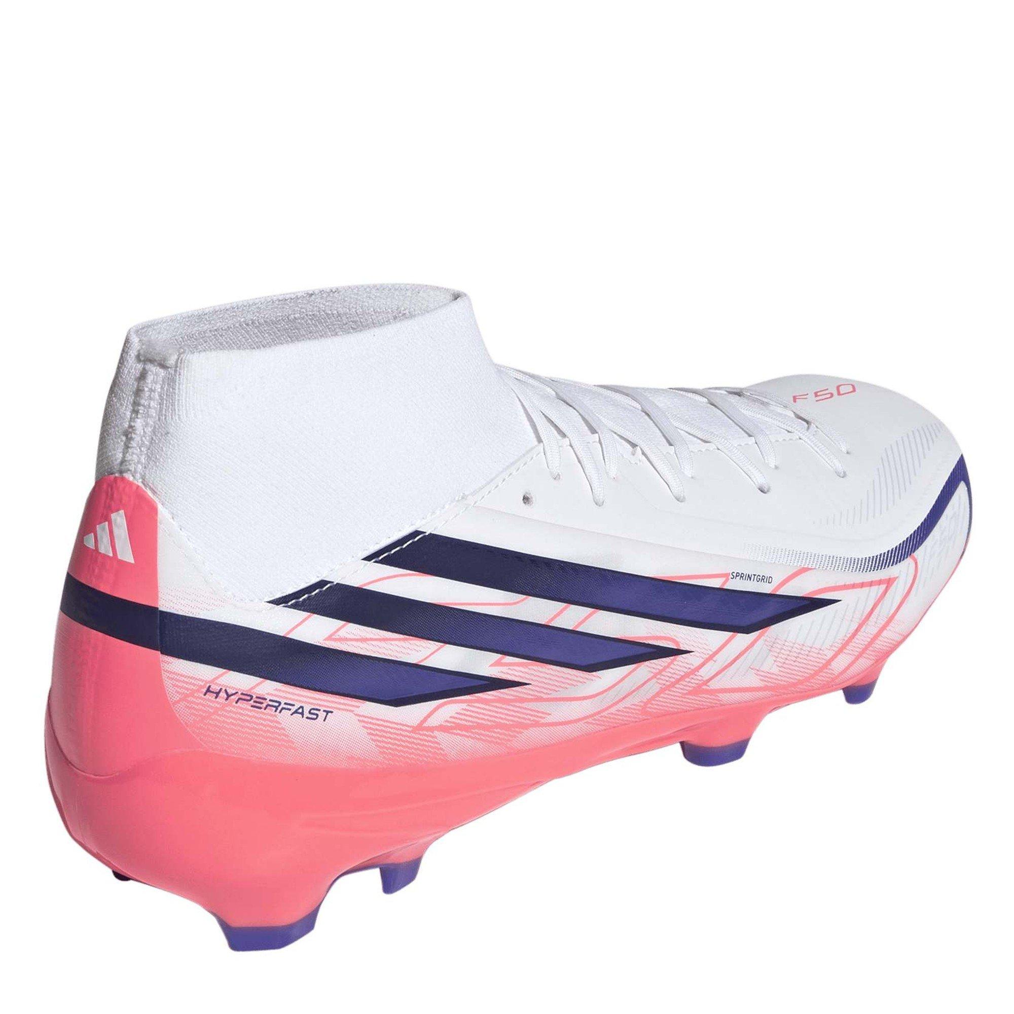 Wit/Koraal - adidas - F50 Hyperfast League Mid Firm Ground Football Boots Mens - 4