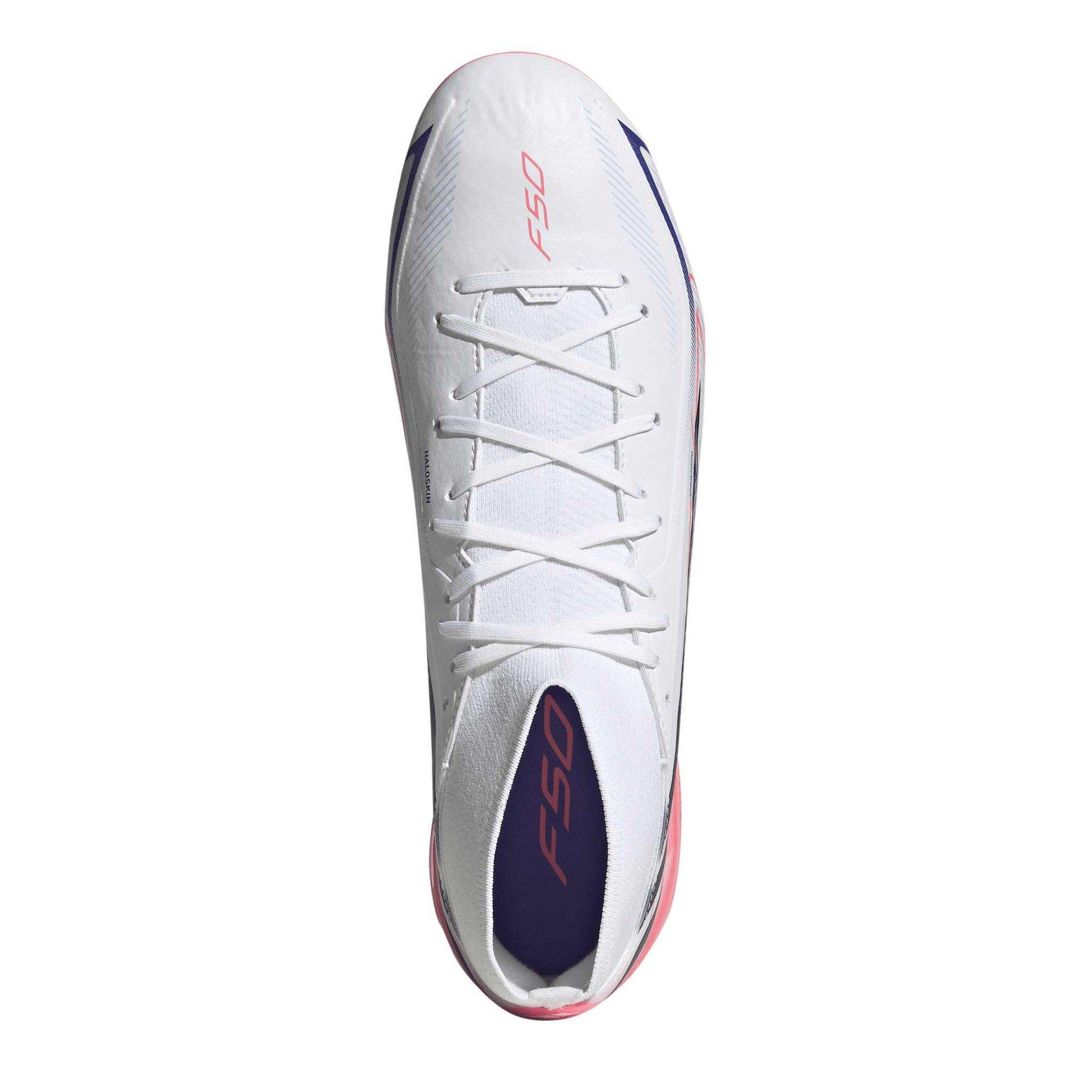 Wit/Koraal - adidas - F50 Hyperfast League Mid Firm Ground Football Boots Mens - 5