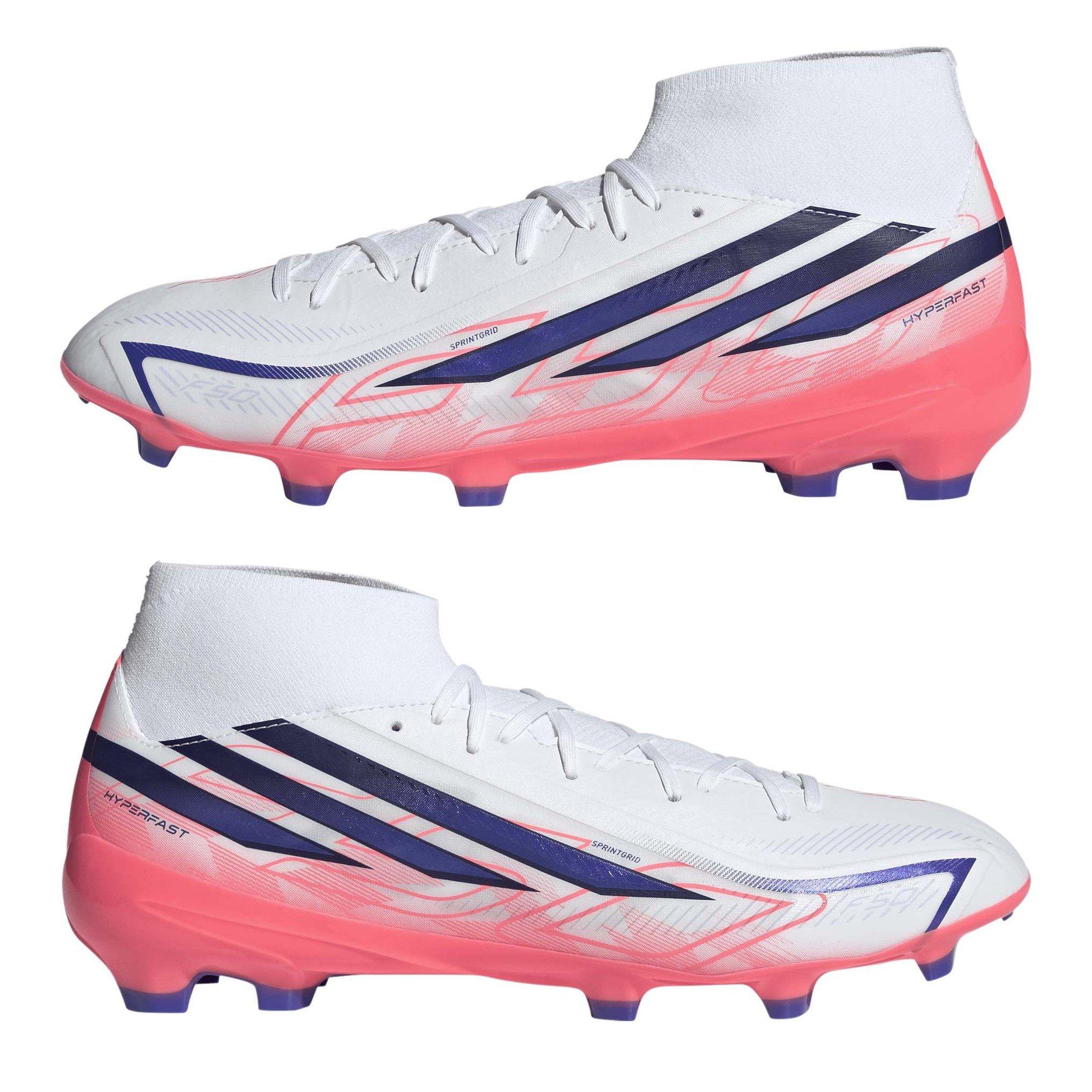 Wit/Koraal - adidas - F50 Hyperfast League Mid Firm Ground Football Boots Mens - 9