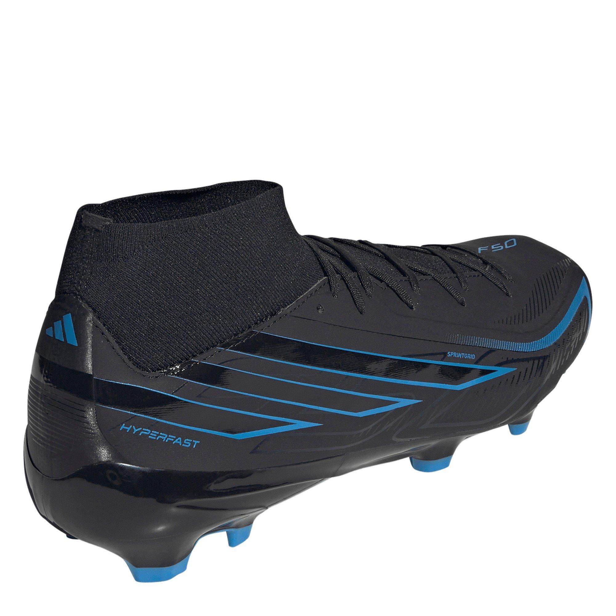 Black/Blue - adidas - F50 Hyperfast League Mid Firm Ground Football Boots Mens - 4