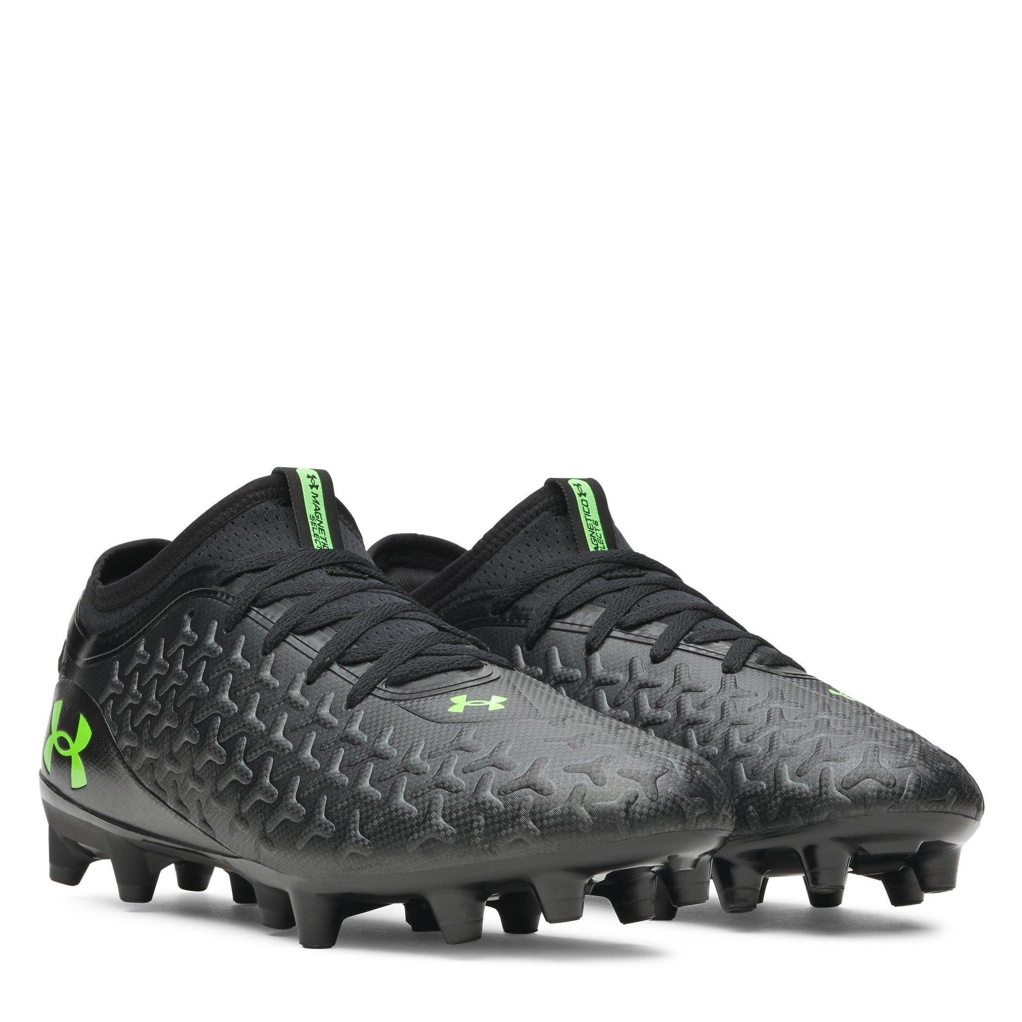 Black/Green - Under Armour - Men's Magnetico .3 Firm Ground Football Boot - 5
