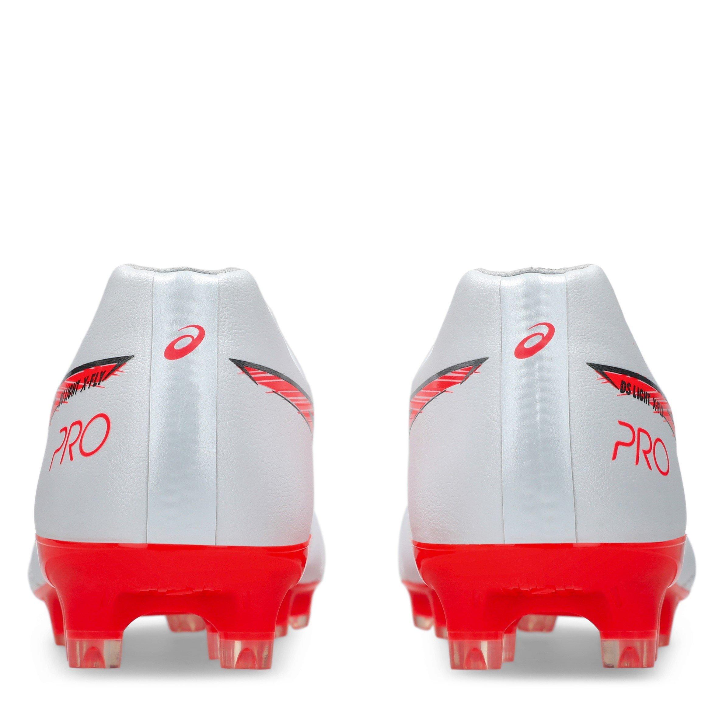 WHITE/FLASH RED - Asics - DS Light X-Fly Pro 3 Firm Ground Boots - 7