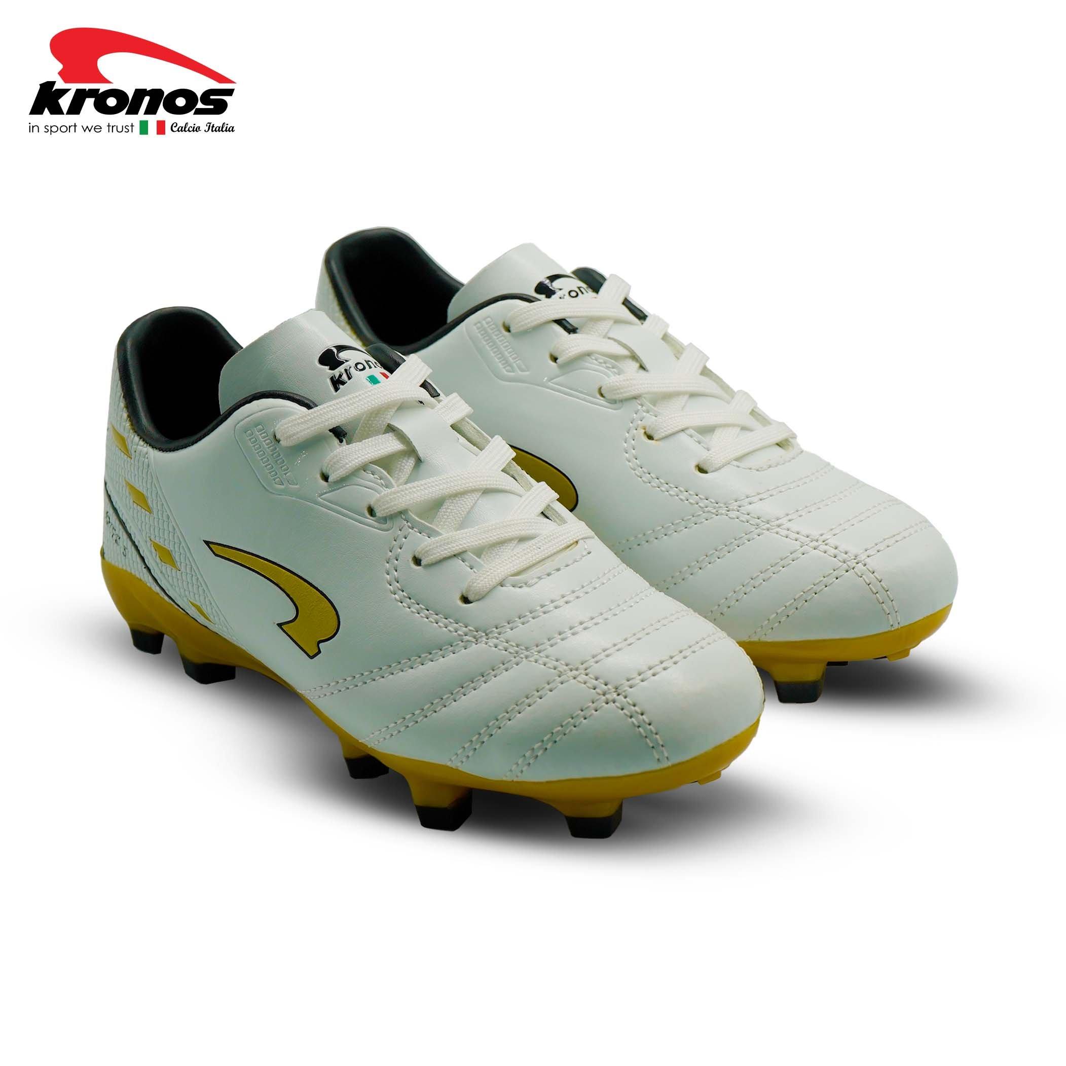 Wht/Gold - Kronos - Men's Firm Ground Football Boots - 5