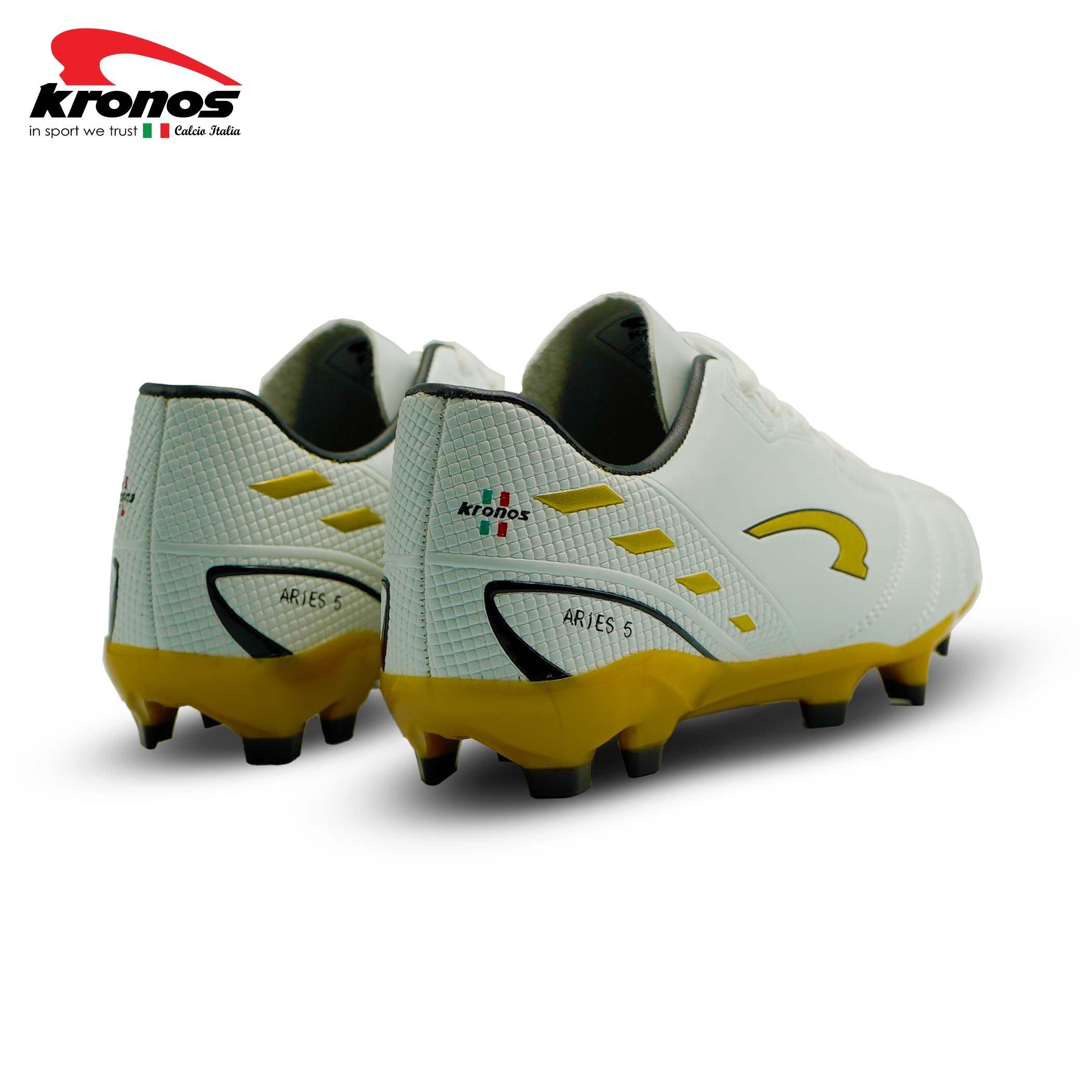 Wht/Gold - Kronos - Men's Firm Ground Football Boots - 6